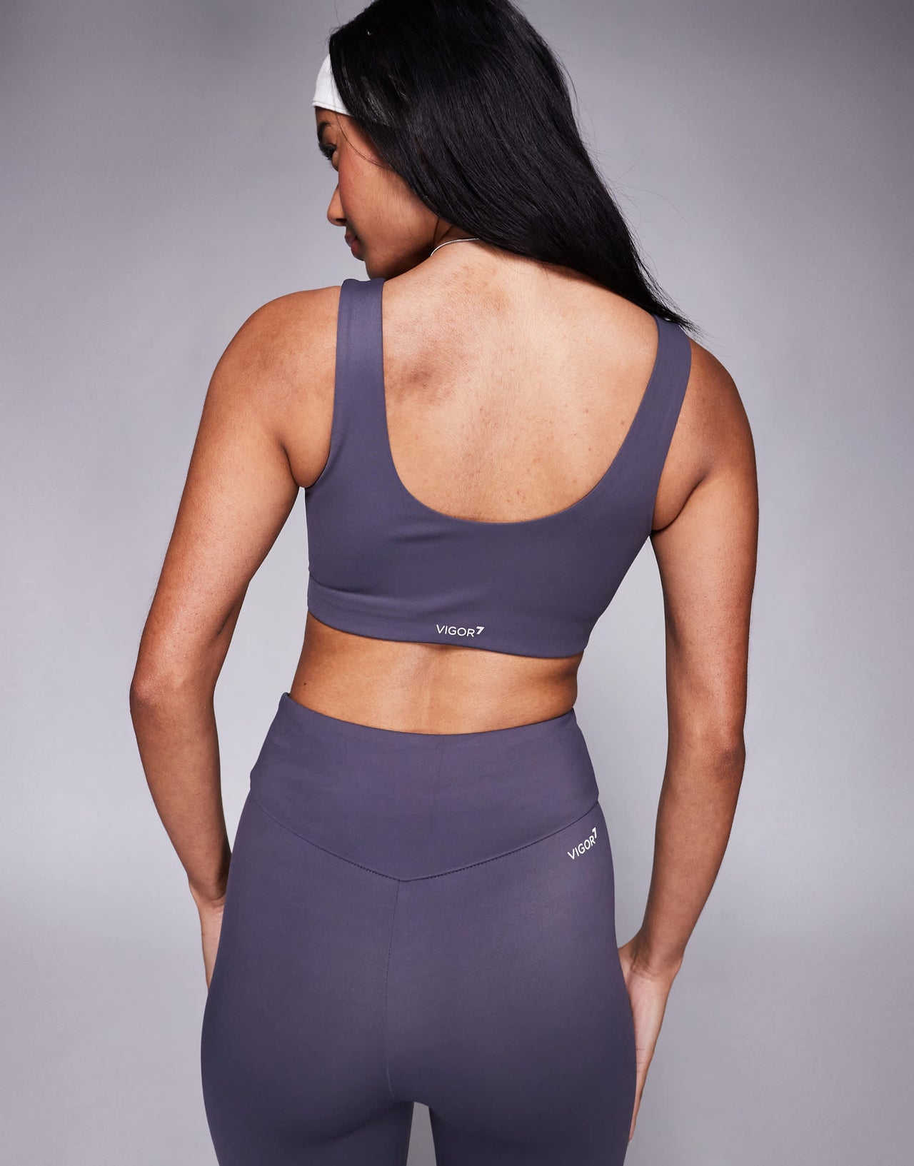 Armani EA7 central logo sports bra co-ord in dark grey