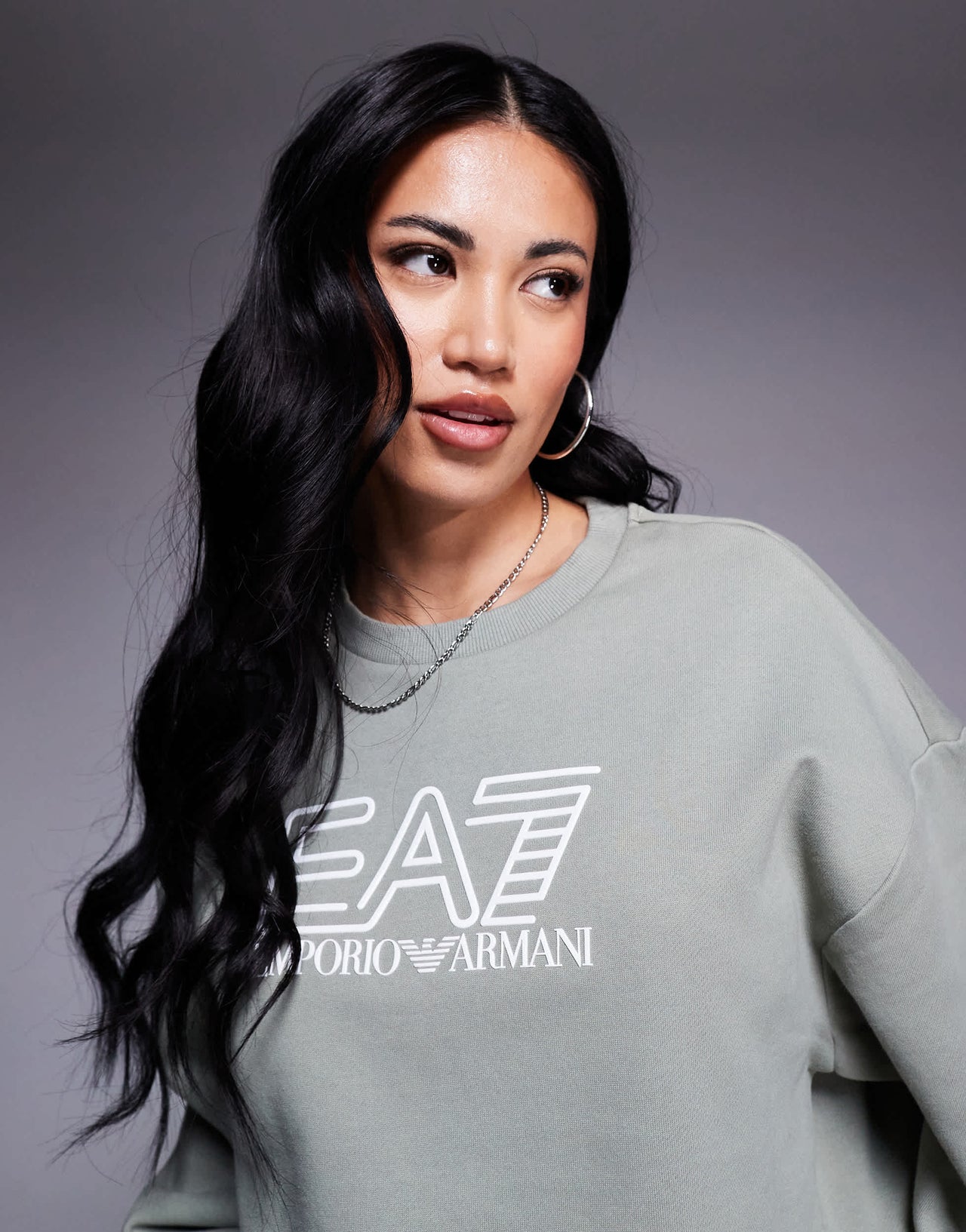 Armani EA7 logo sweater co-ord in cream