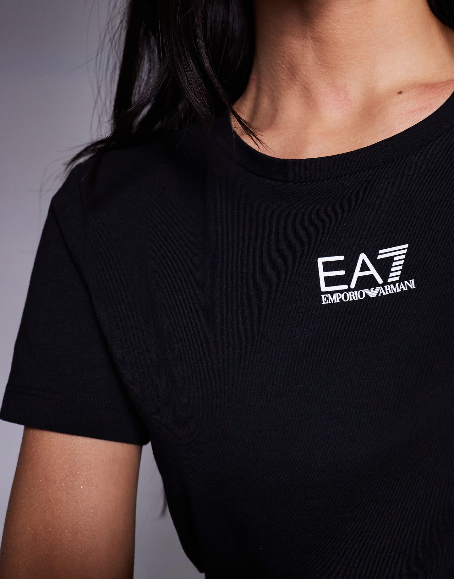 Armani EA7 crew neck t-shirt with central logo in black