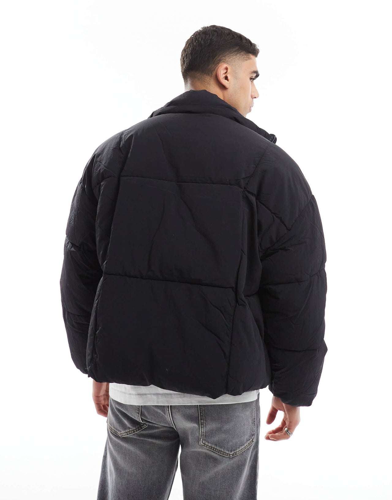 Pull&Bear puffer jacket in black