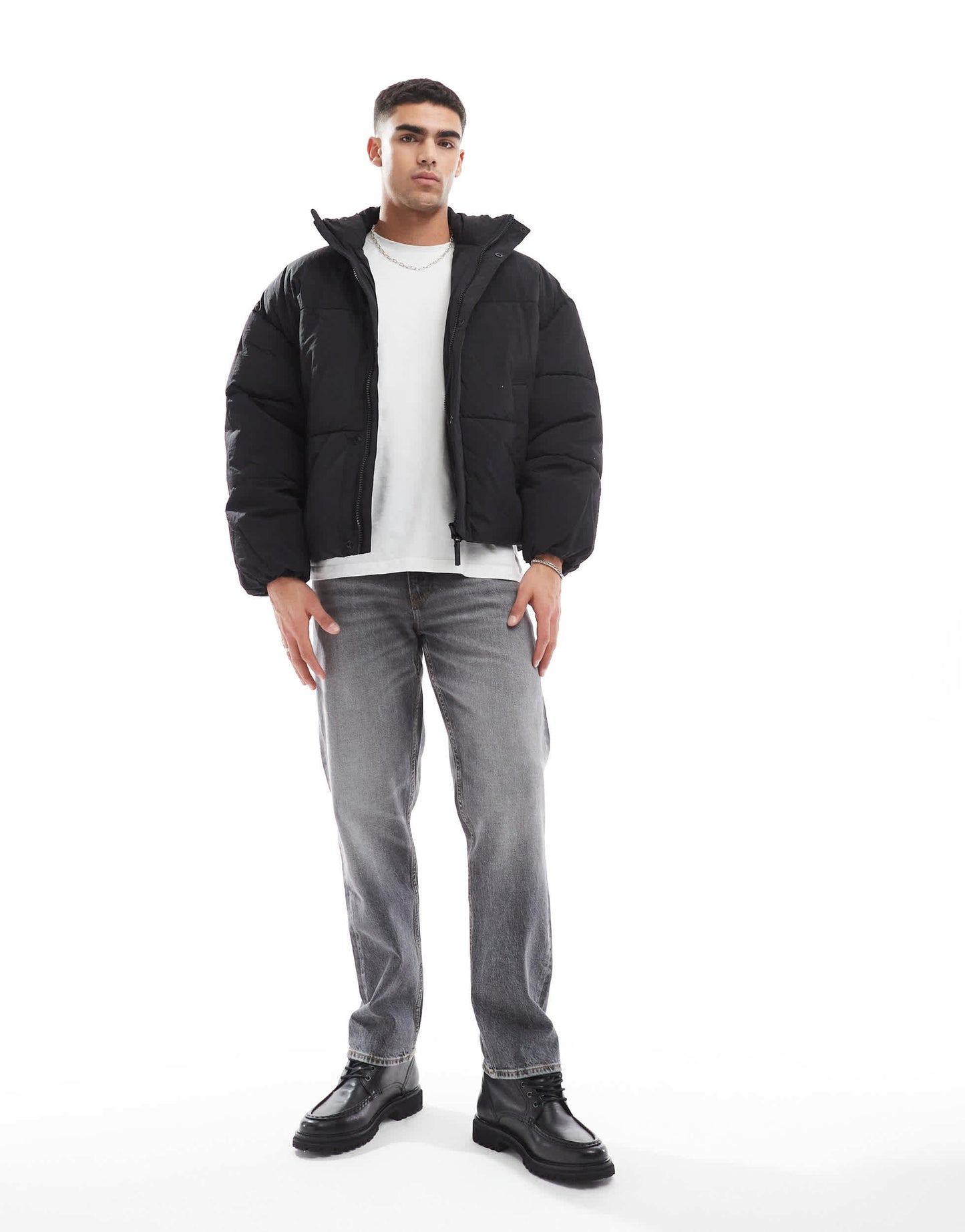 Pull&Bear puffer jacket in black
