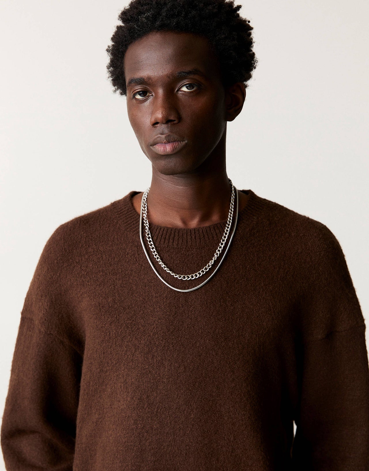 Pull&Bear fluffy knitted jumper in chocolate