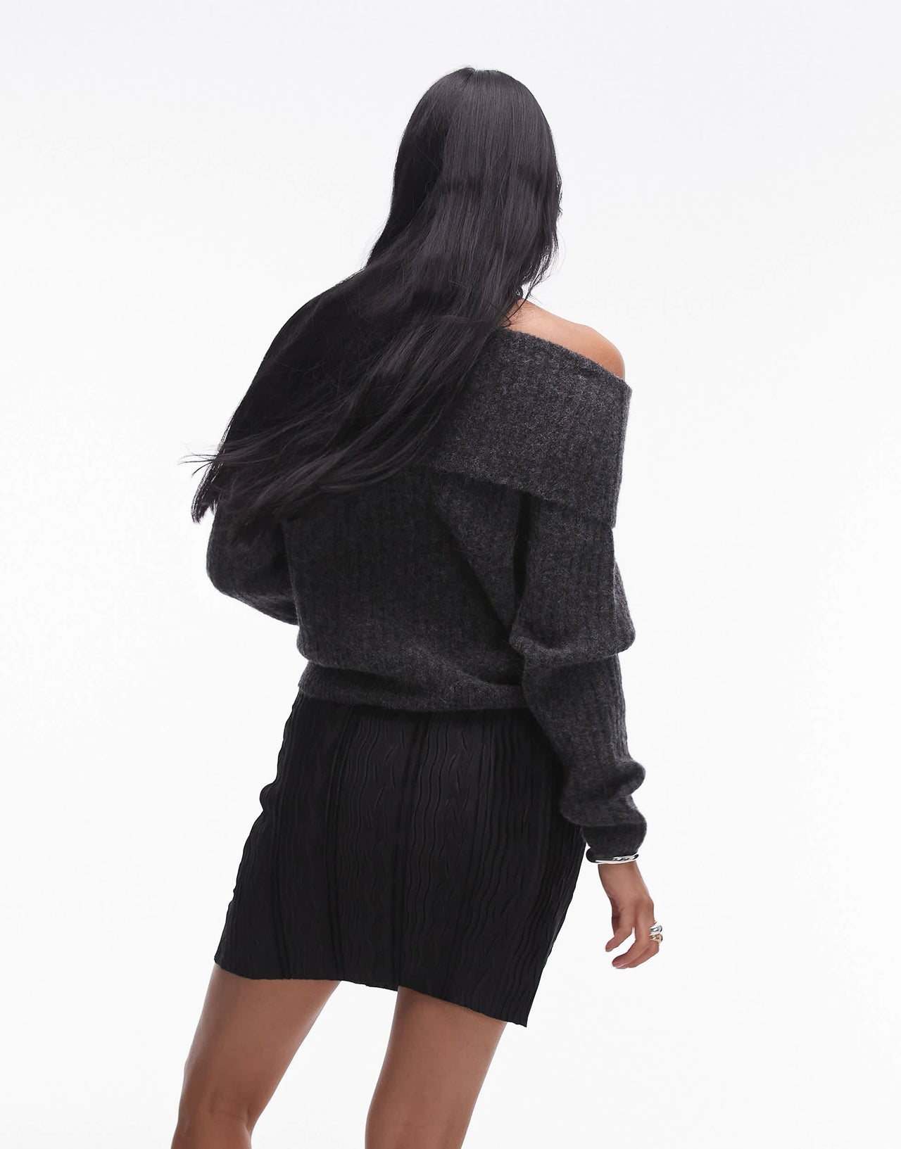 Topshop plisse mini skirt in black