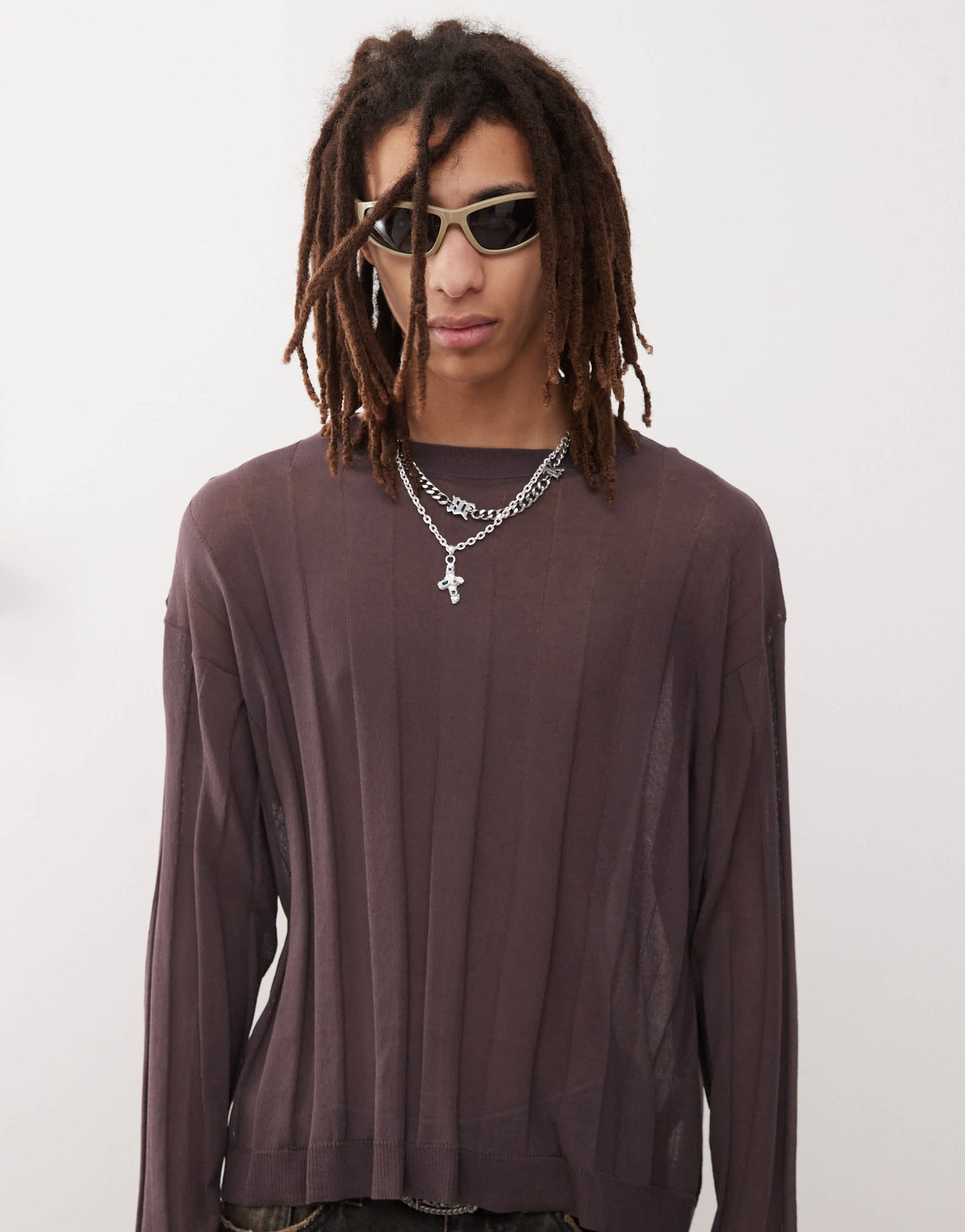 COLLUSION knitted oversized jumper in brown
