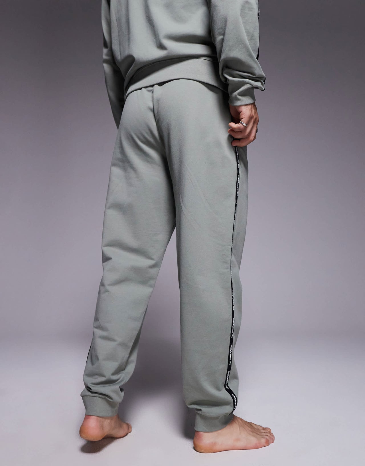Armani EA7 cuffed joggers co-ord with logo tape detail in sage green