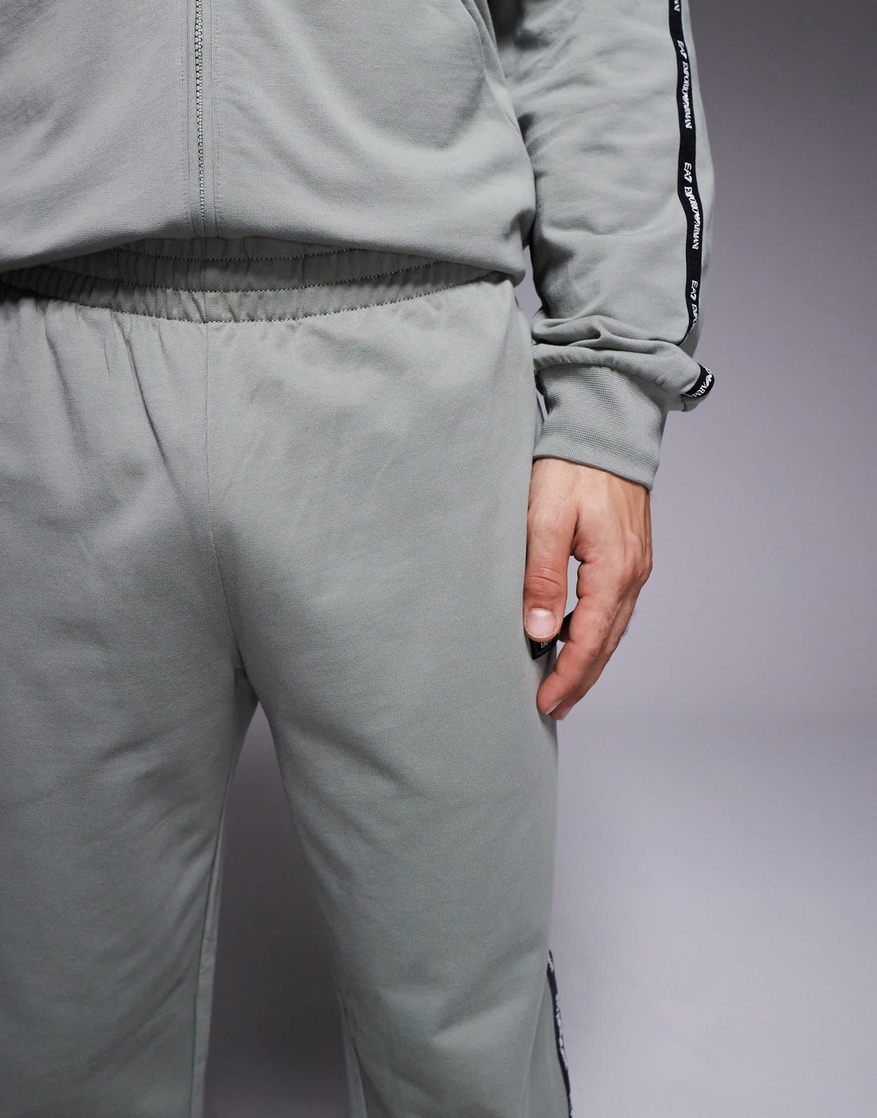 Armani EA7 cuffed joggers co-ord with logo tape detail in sage green
