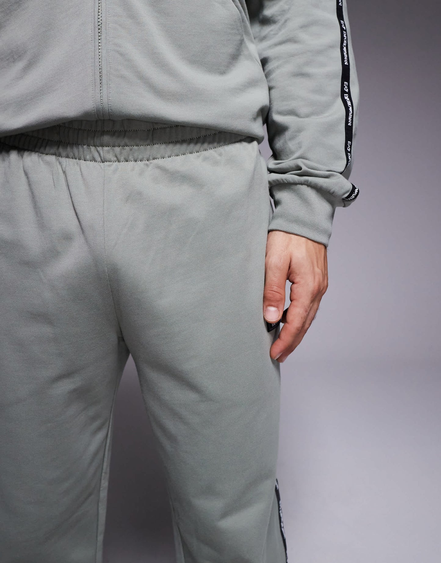 Armani EA7 cuffed joggers co-ord with logo tape detail in sage green