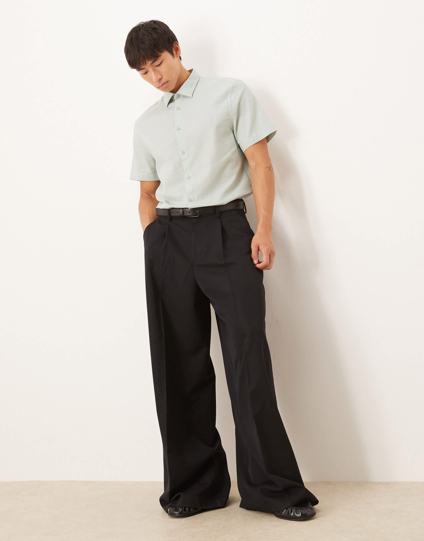 ASOS DESIGN formal linen blend regular shirt in mint green