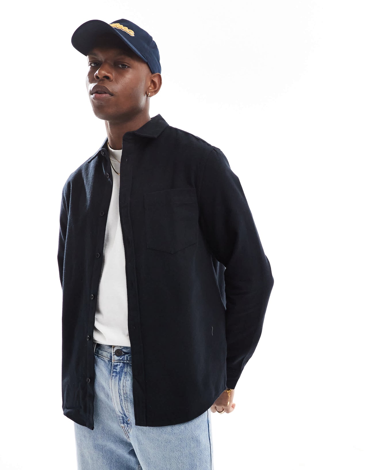 ASOS DESIGN brushed oxford regular shirt in black