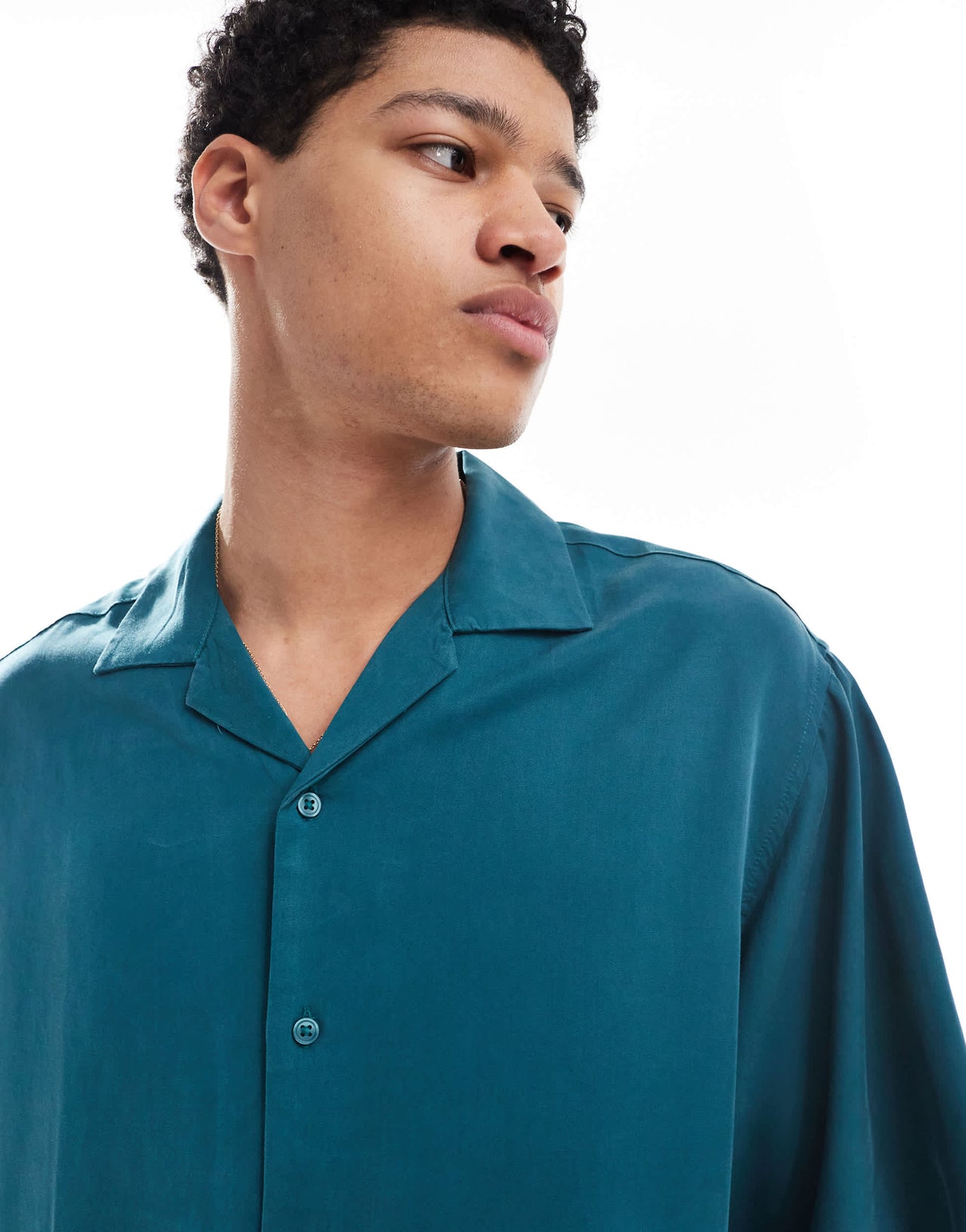 ASOS DESIGN oversized revere boxy shirt in teal