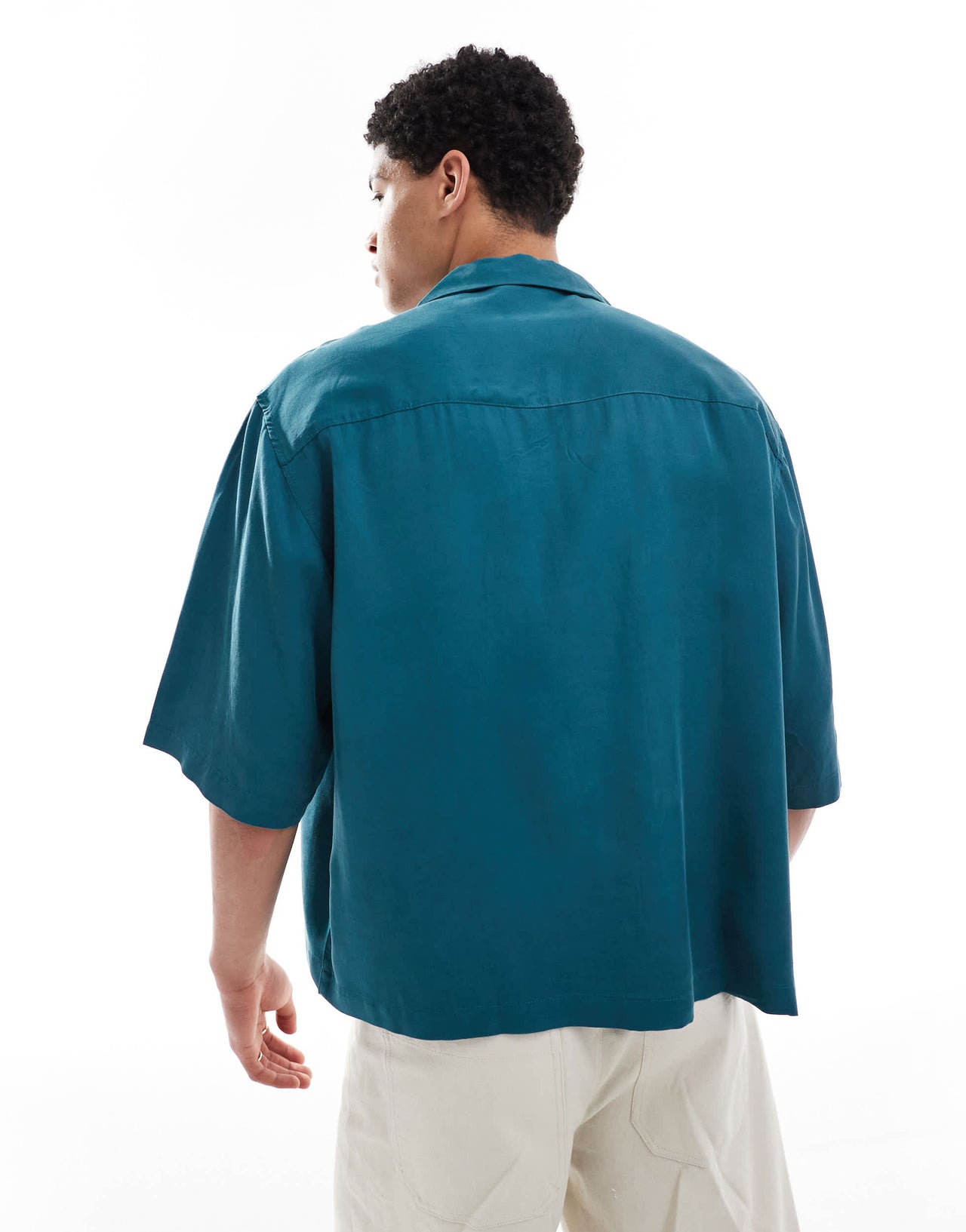 ASOS DESIGN oversized revere boxy shirt in teal