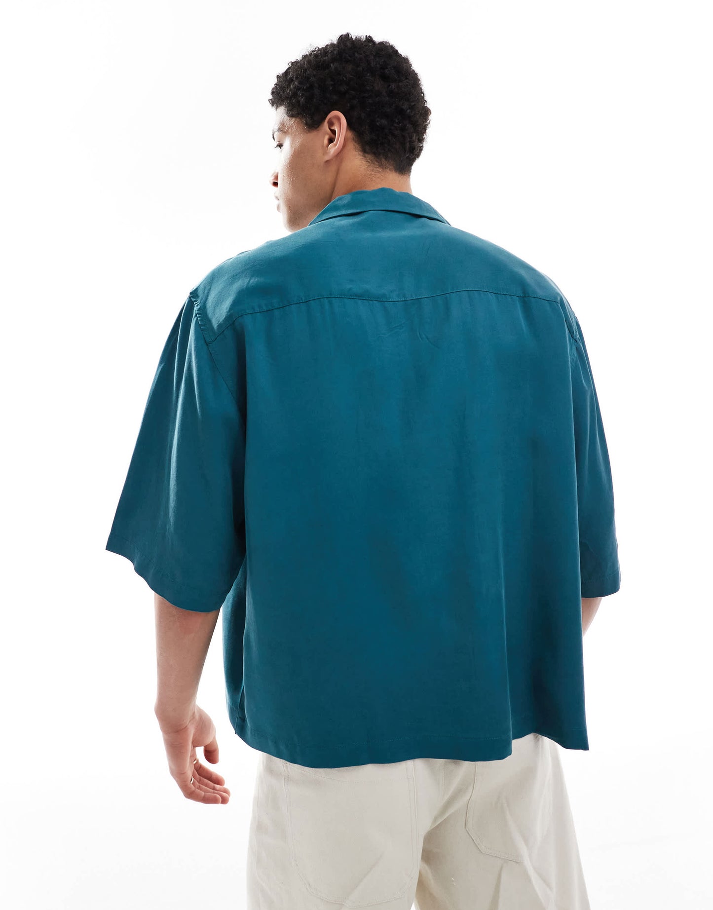 ASOS DESIGN oversized revere boxy shirt in teal