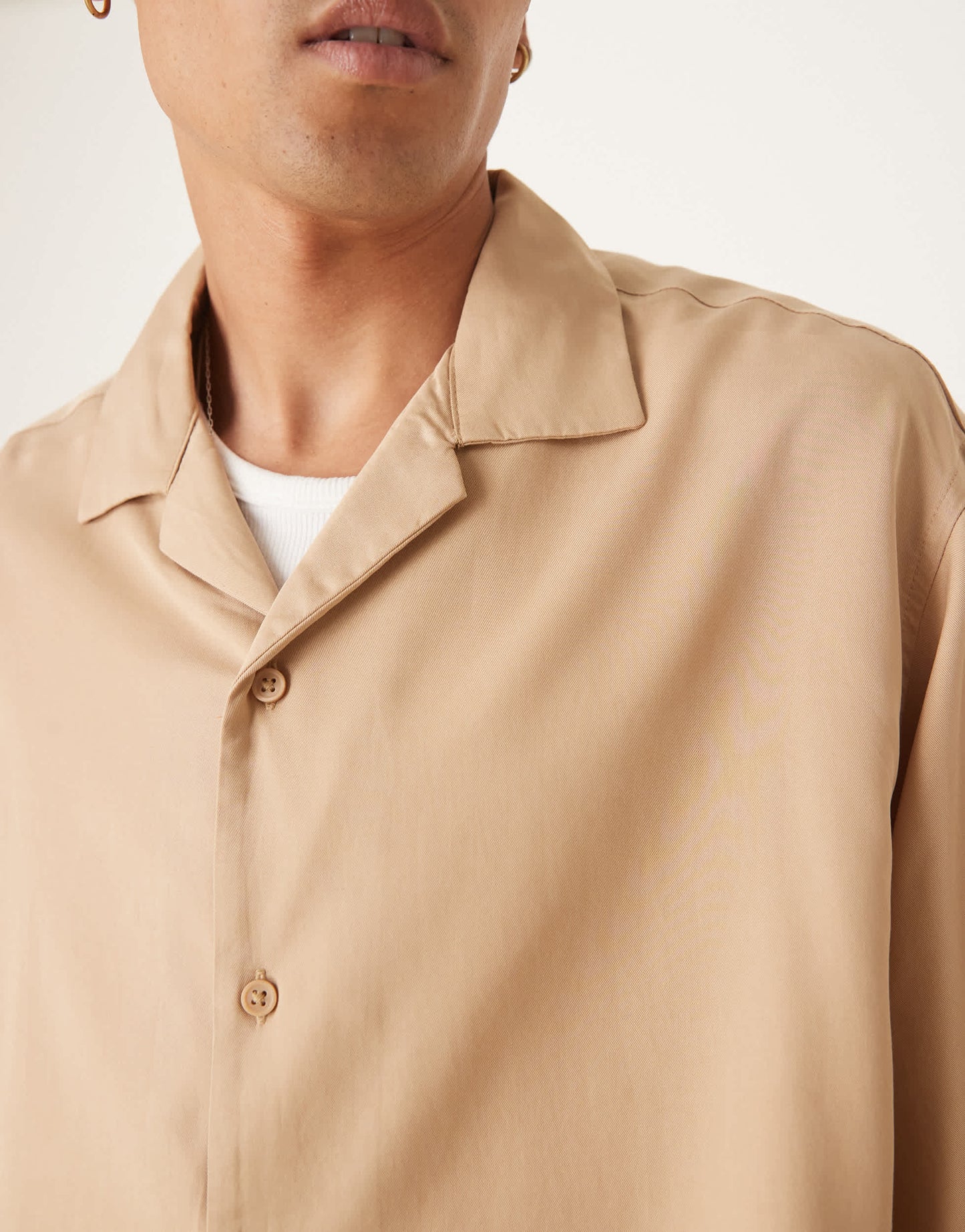 ASOS DESIGN premium oversized revere boxy shirt in beige