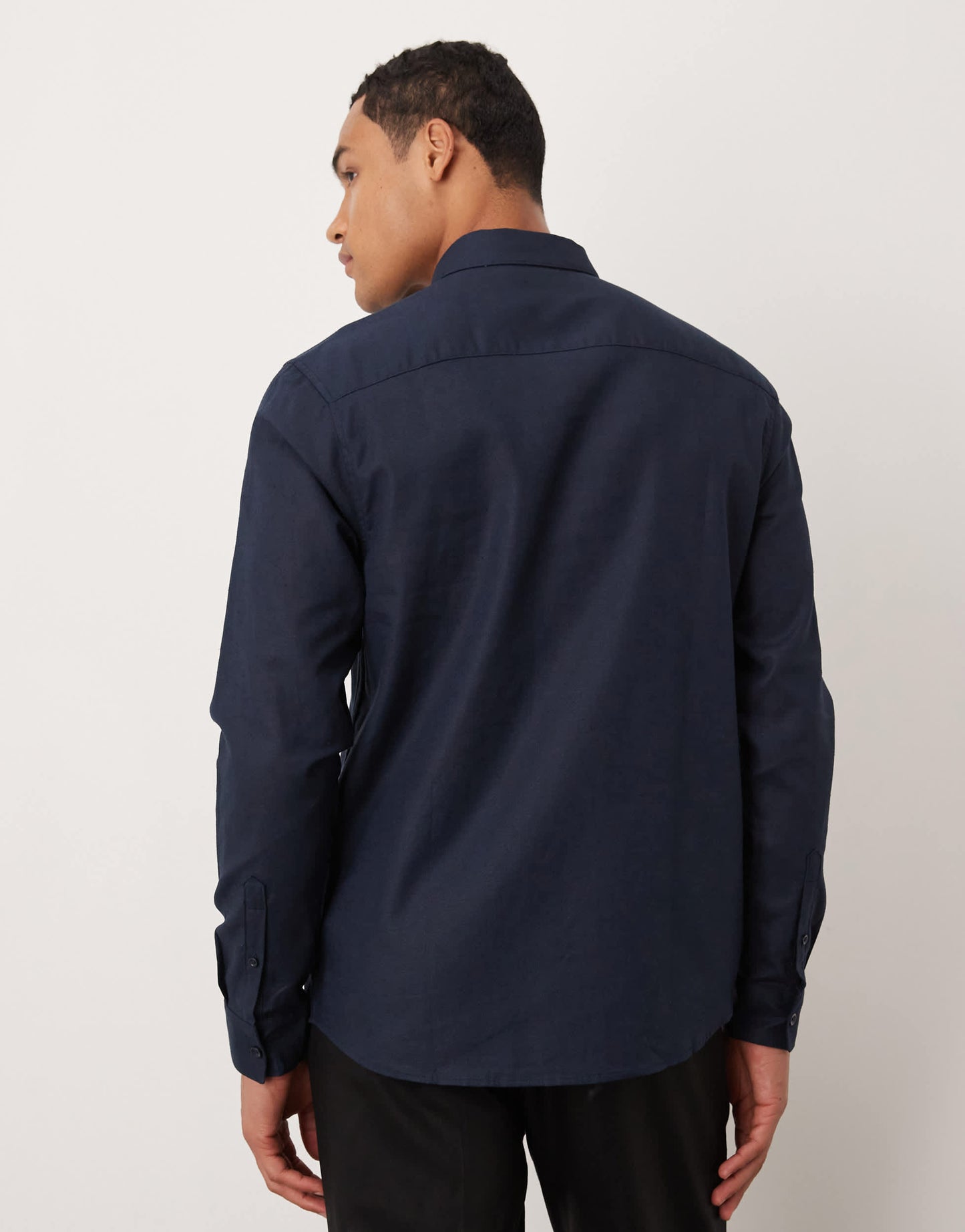 ASOS DESIGN formal linen blend regular shirt in navy