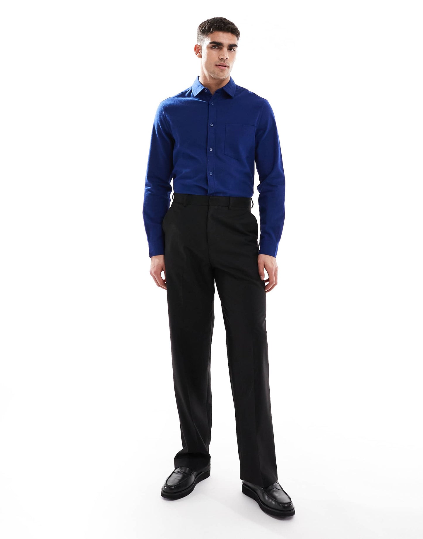 ASOS DESIGN brushed oxford regular shirt in navy