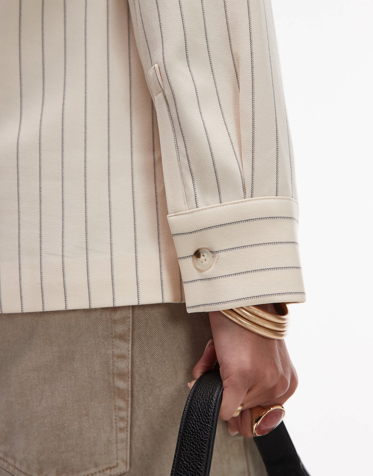 Topshop blazer in cream stripe