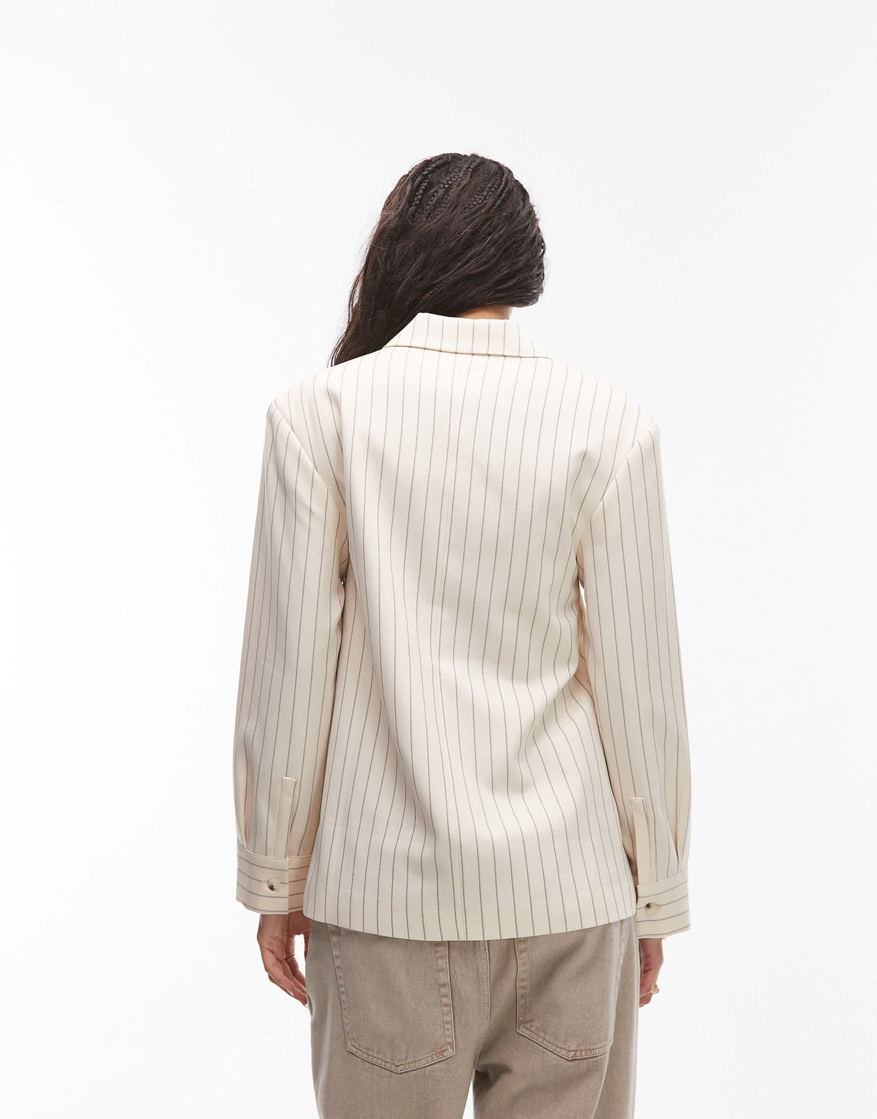 Topshop blazer in cream stripe