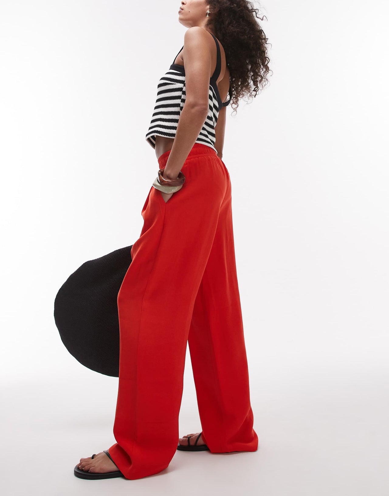 Topshop elasticated waistband tailored jogger trouser in red