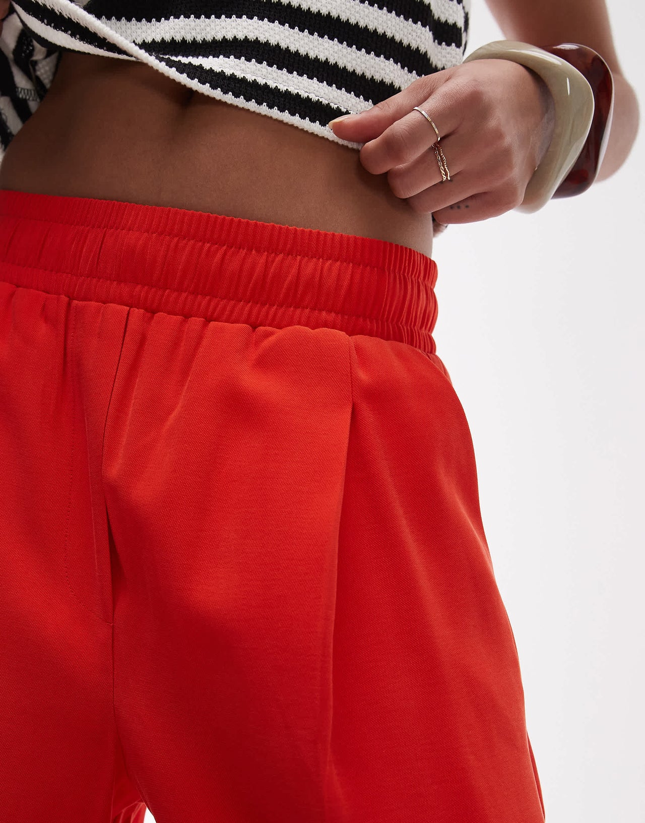 Topshop elasticated waistband tailored jogger trouser in red