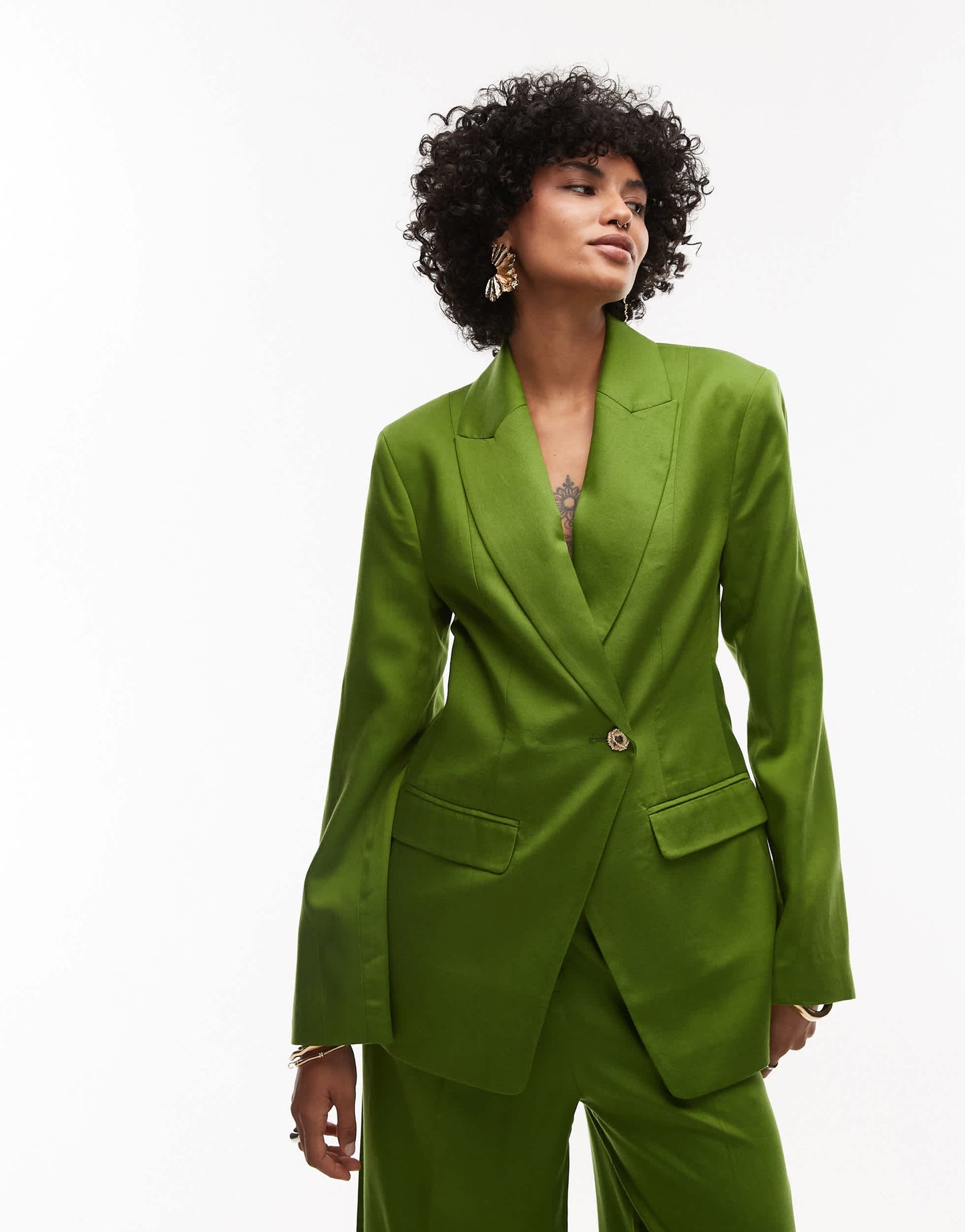 Topshop co ord premium wedding guest occasion blazer in green