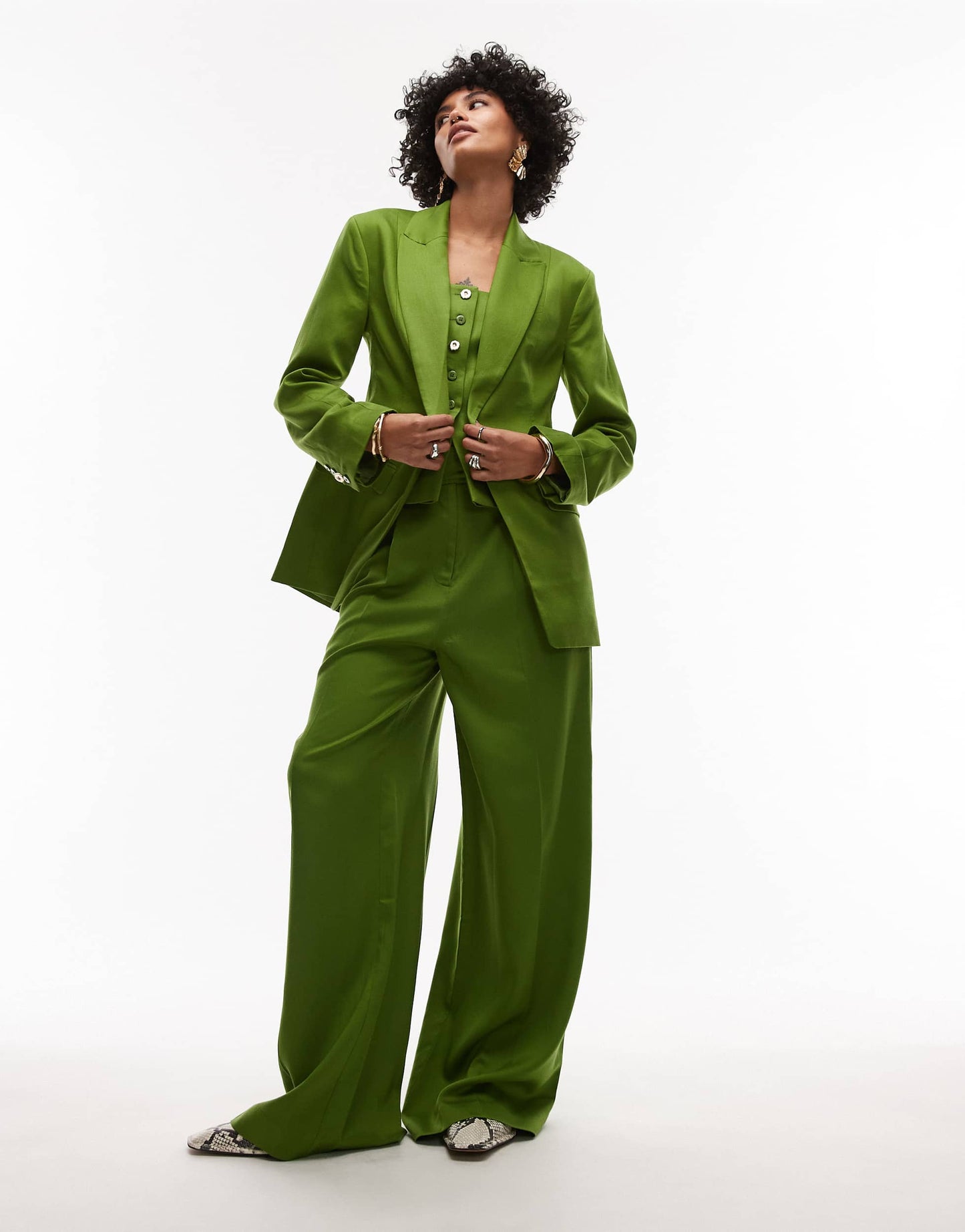 Topshop co ord premium wedding guest occasion blazer in green