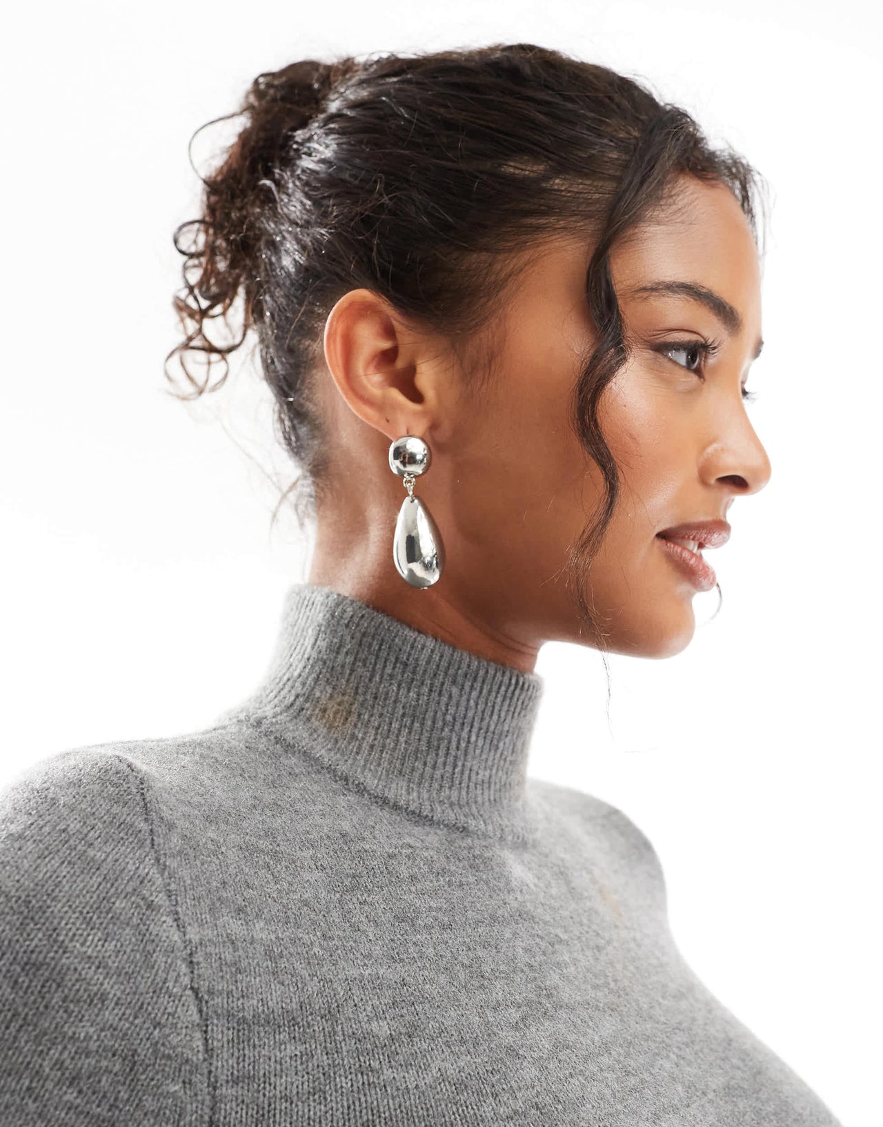 Bershka high neck jumper in grey