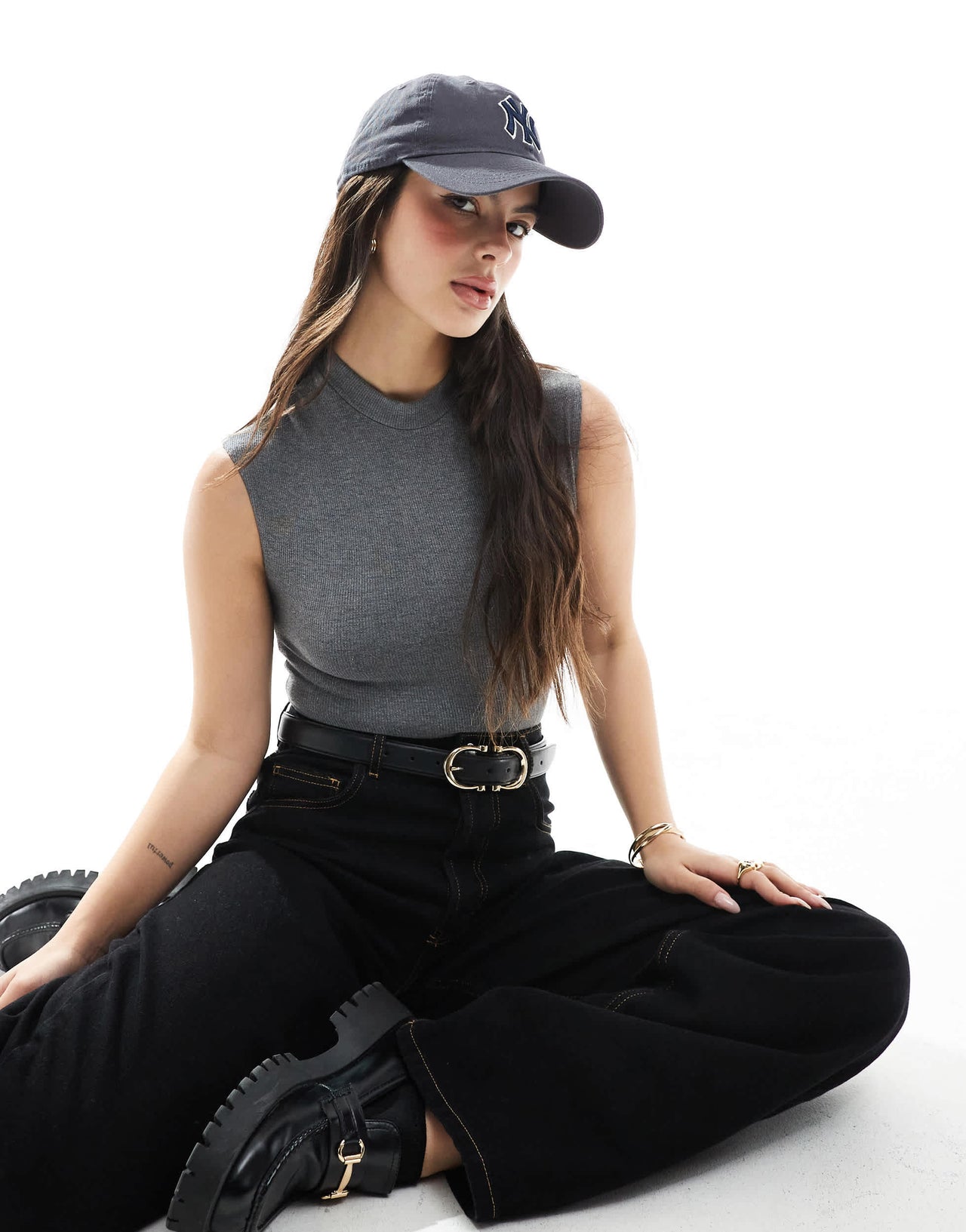 Bershka high neck short sleeve bodysuit in grey