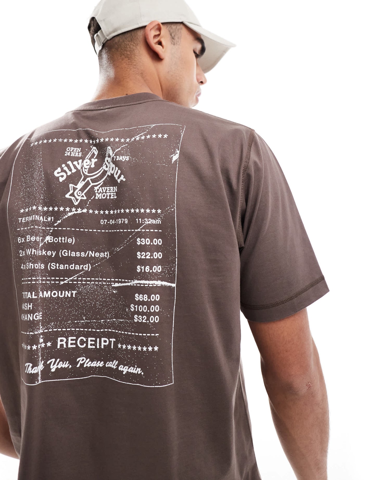 Cotton On boxy oversized t-shirt with Silver Spurt graphic in chocolate