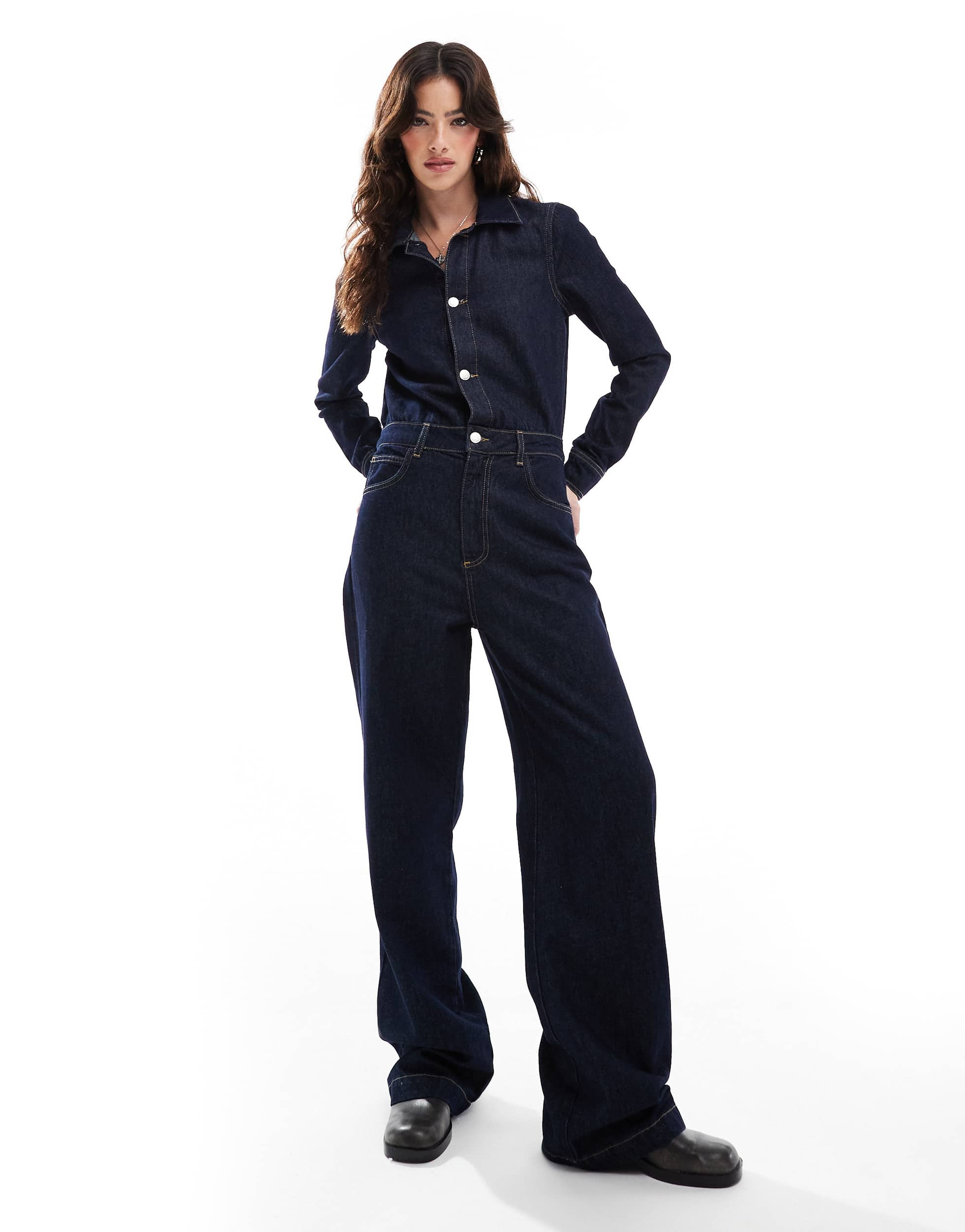 ASOS DESIGN denim jumpsuit in indigo