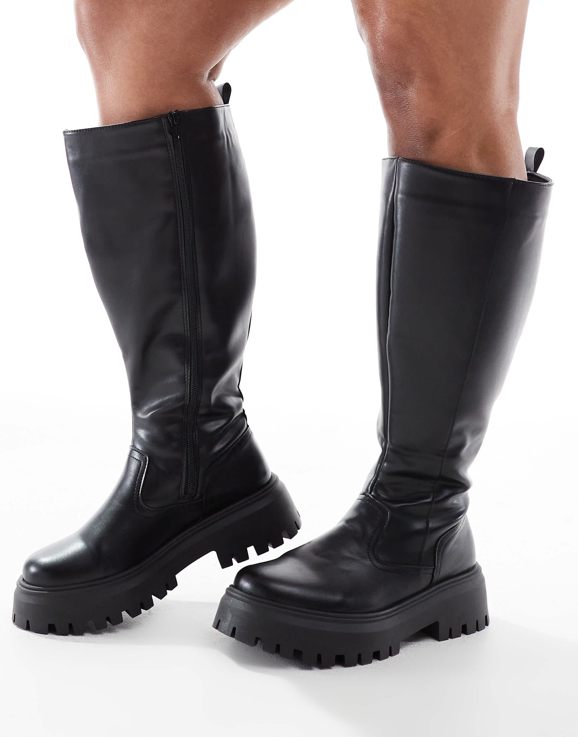 ASOS DESIGN Curve Corey chunky knee boot in black