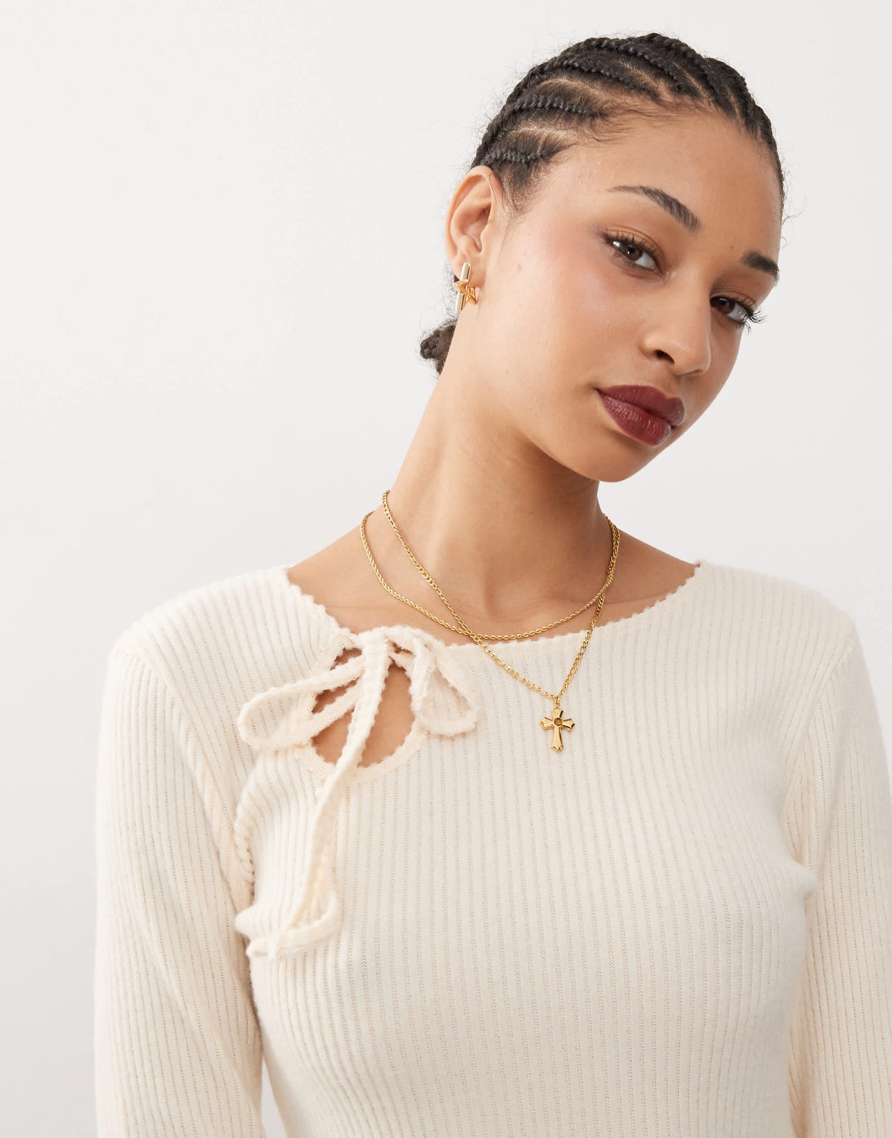 COLLUSION rib top with keyhole and tie detail