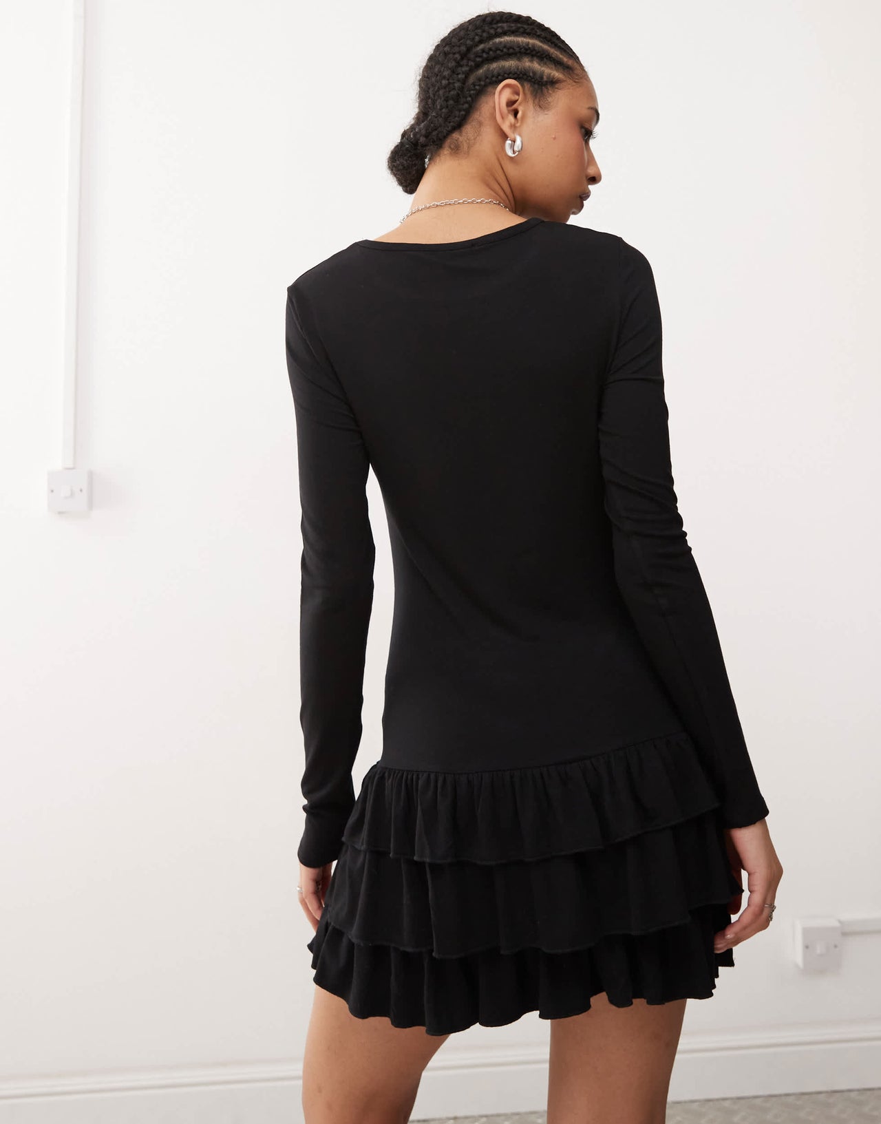 COLLUSION ruffle mini dress with long sleeve