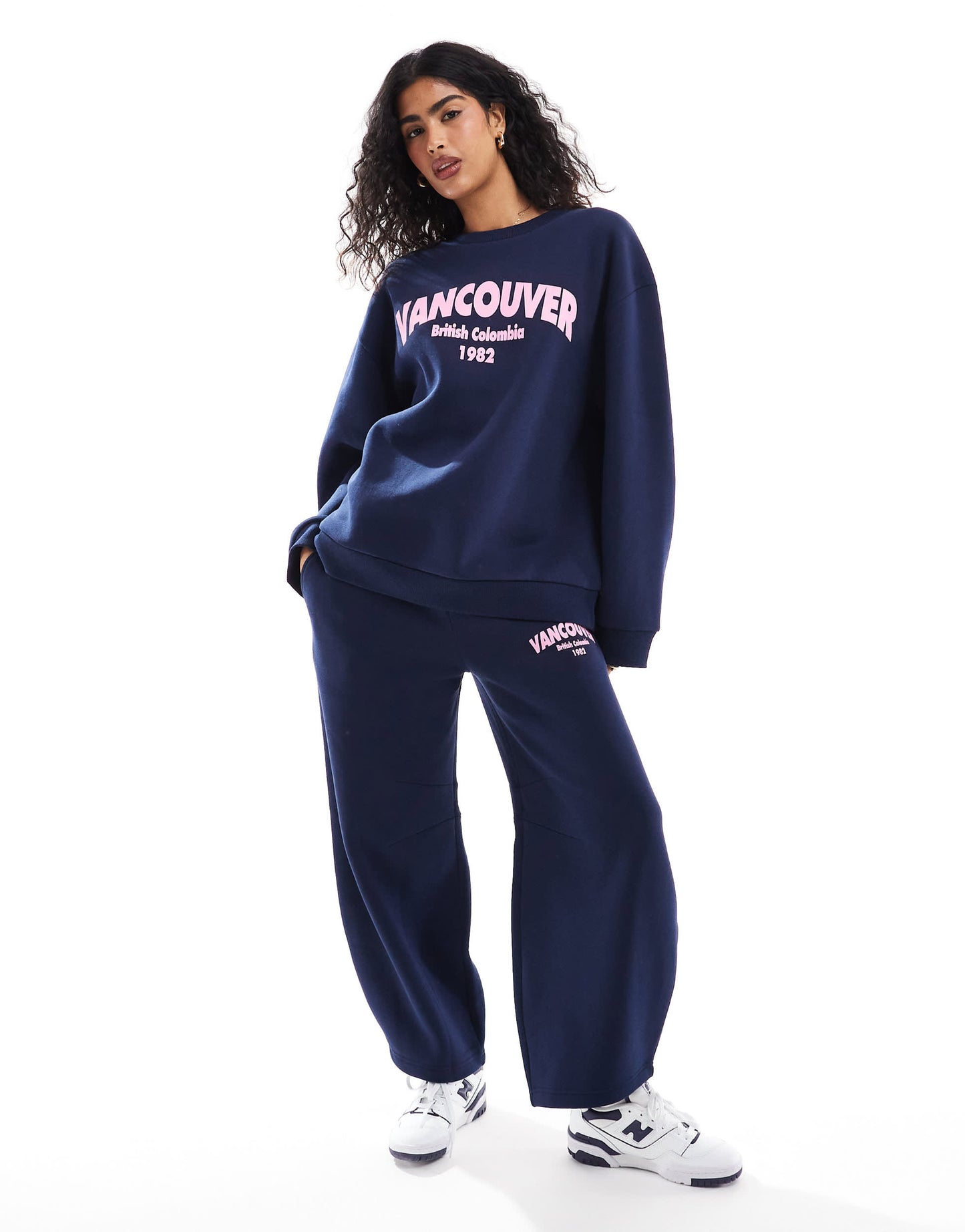 ASOS DESIGN oversized sweatshirt co-ord with vancouver graphic in navy