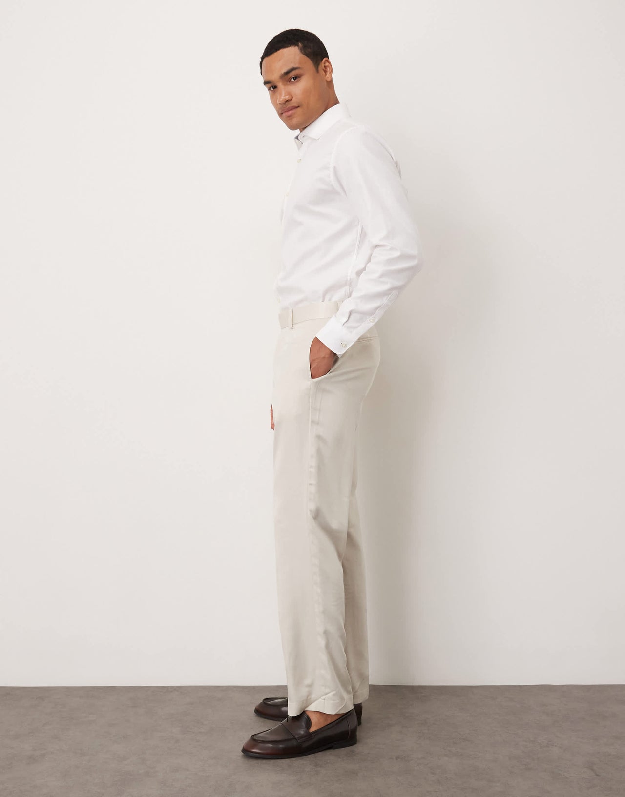 ASOS DESIGN straight leg suit trousers in beige satin