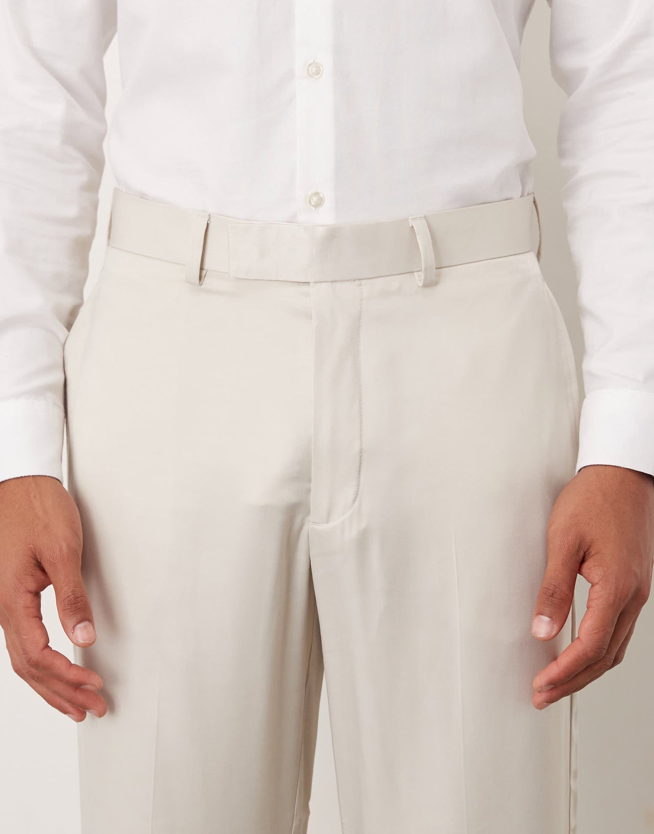 ASOS DESIGN straight leg suit trousers in beige satin