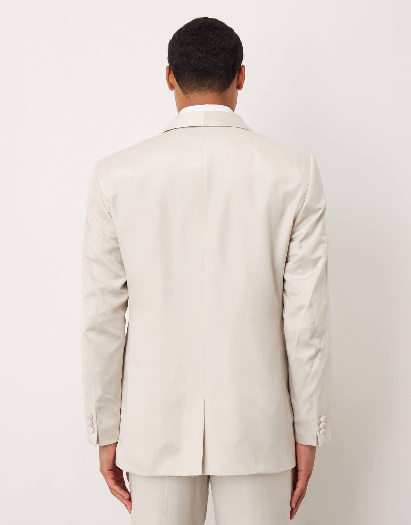 ASOS DESIGN regular suit jacket in beige satin