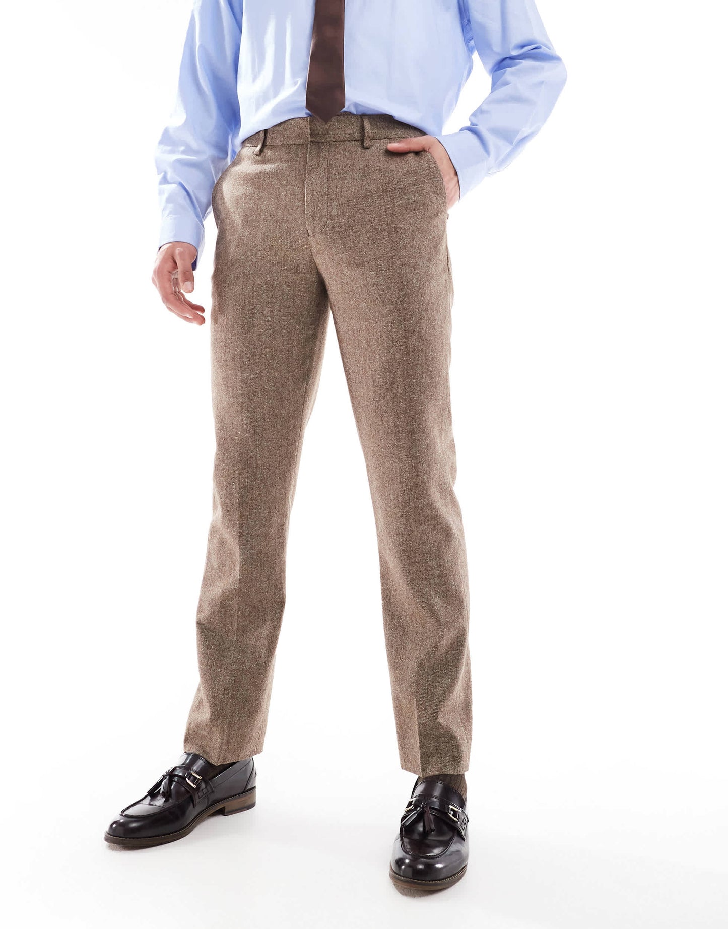 ASOS DESIGN slim wool blend suit trousers in beige