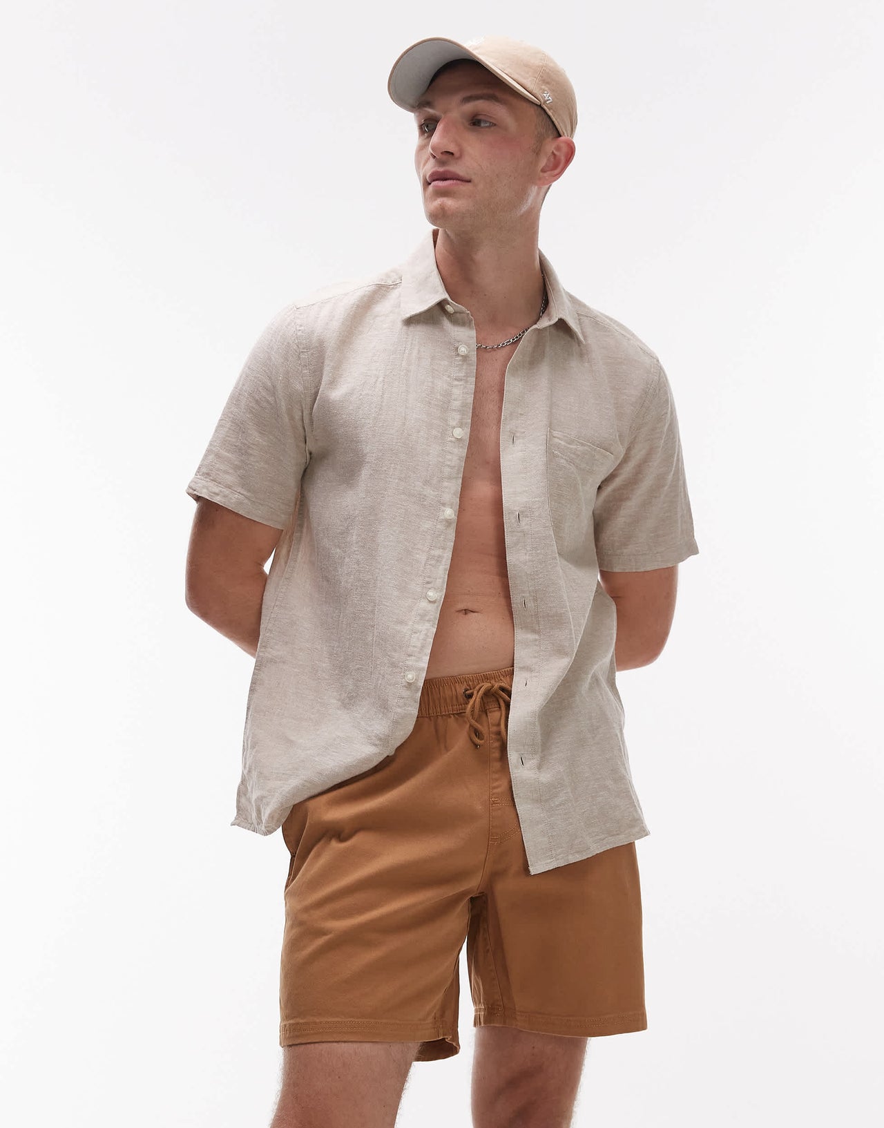 RVCA escape elastic waist short in camel