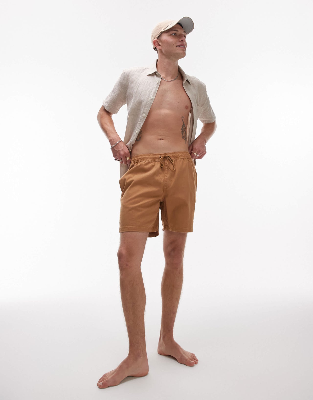 RVCA escape elastic waist short in camel