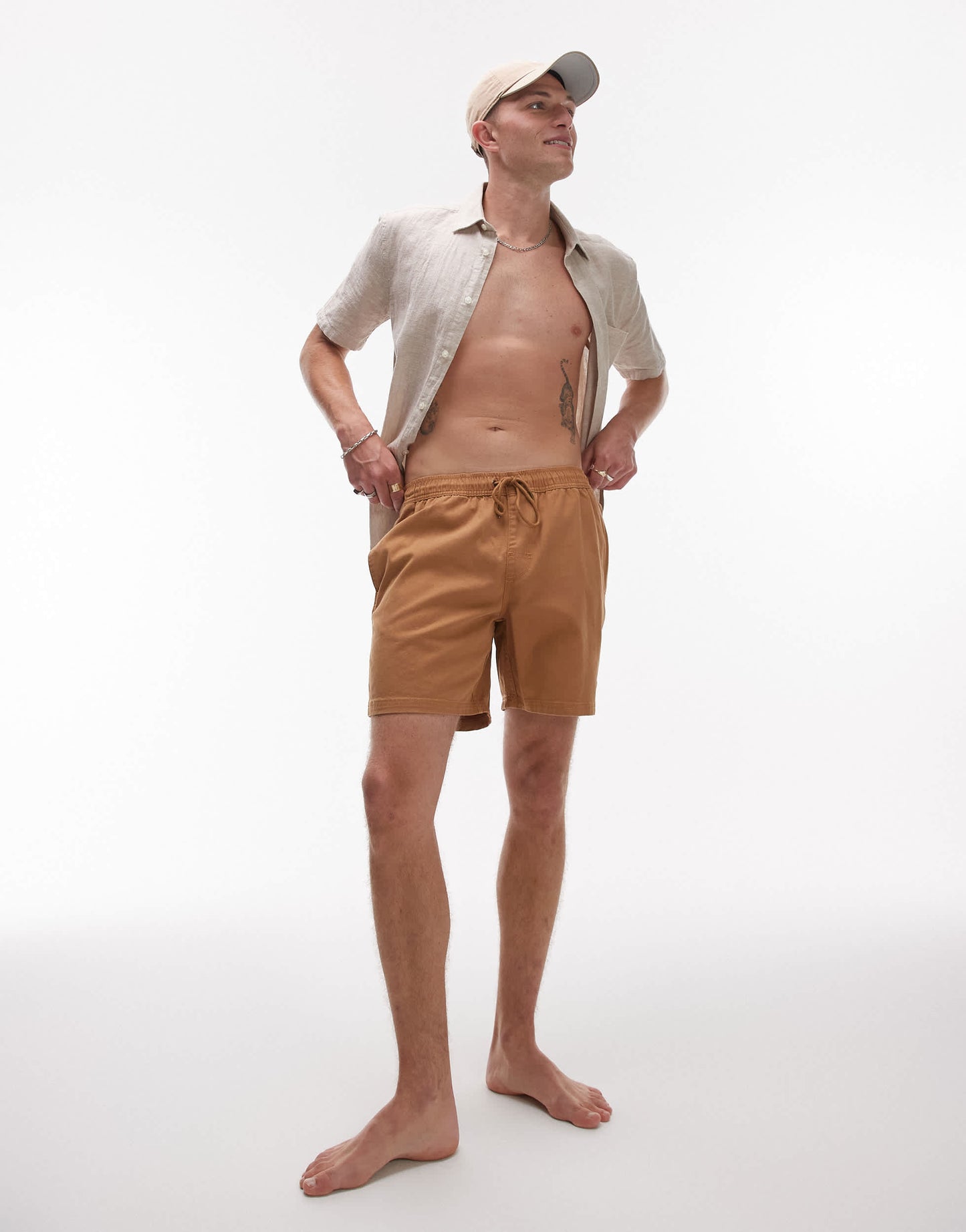 RVCA escape elastic waist short in camel