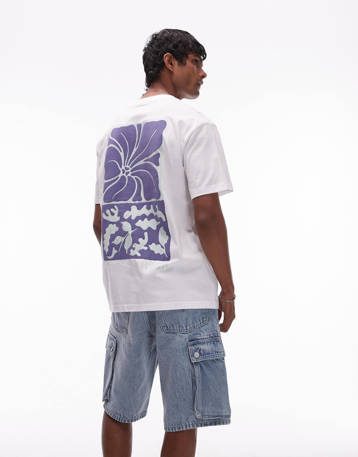RVCA hibiscus stamp short sleeve t shirt in white