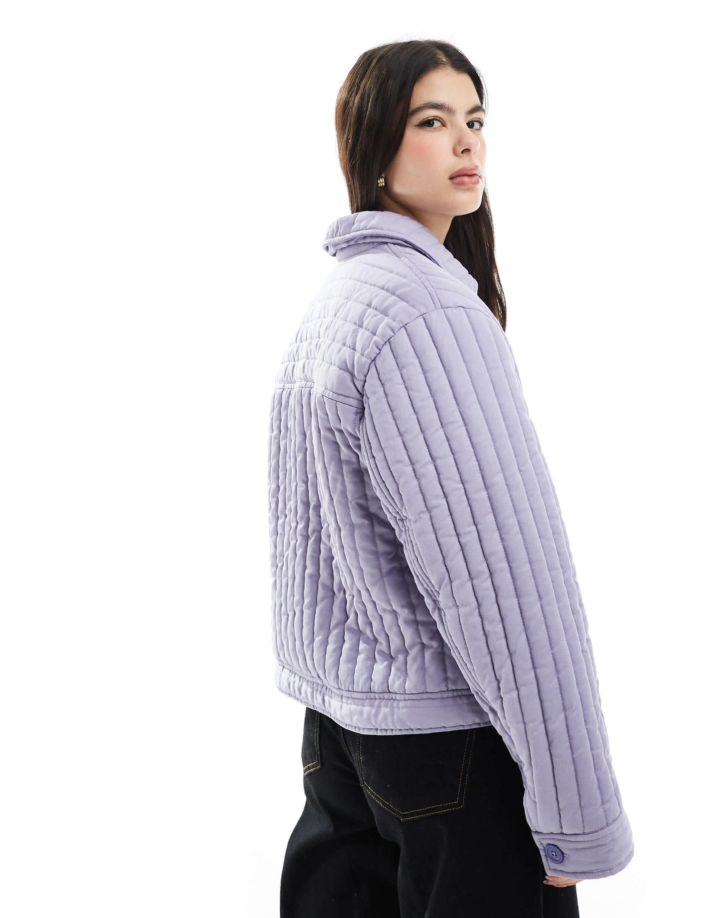 ASOS DESIGN washed quilted shacket in lilac