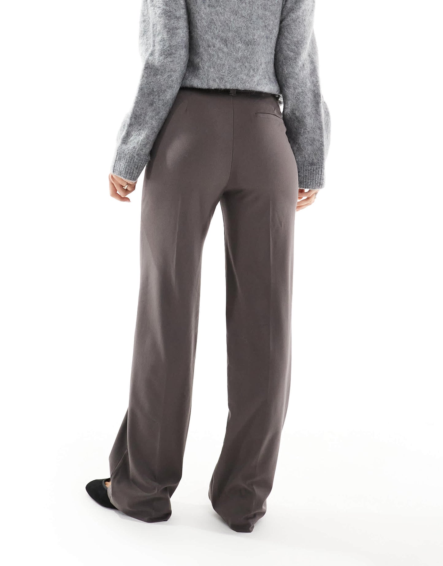 Pull&Bear high waisted tailored trouser in brown