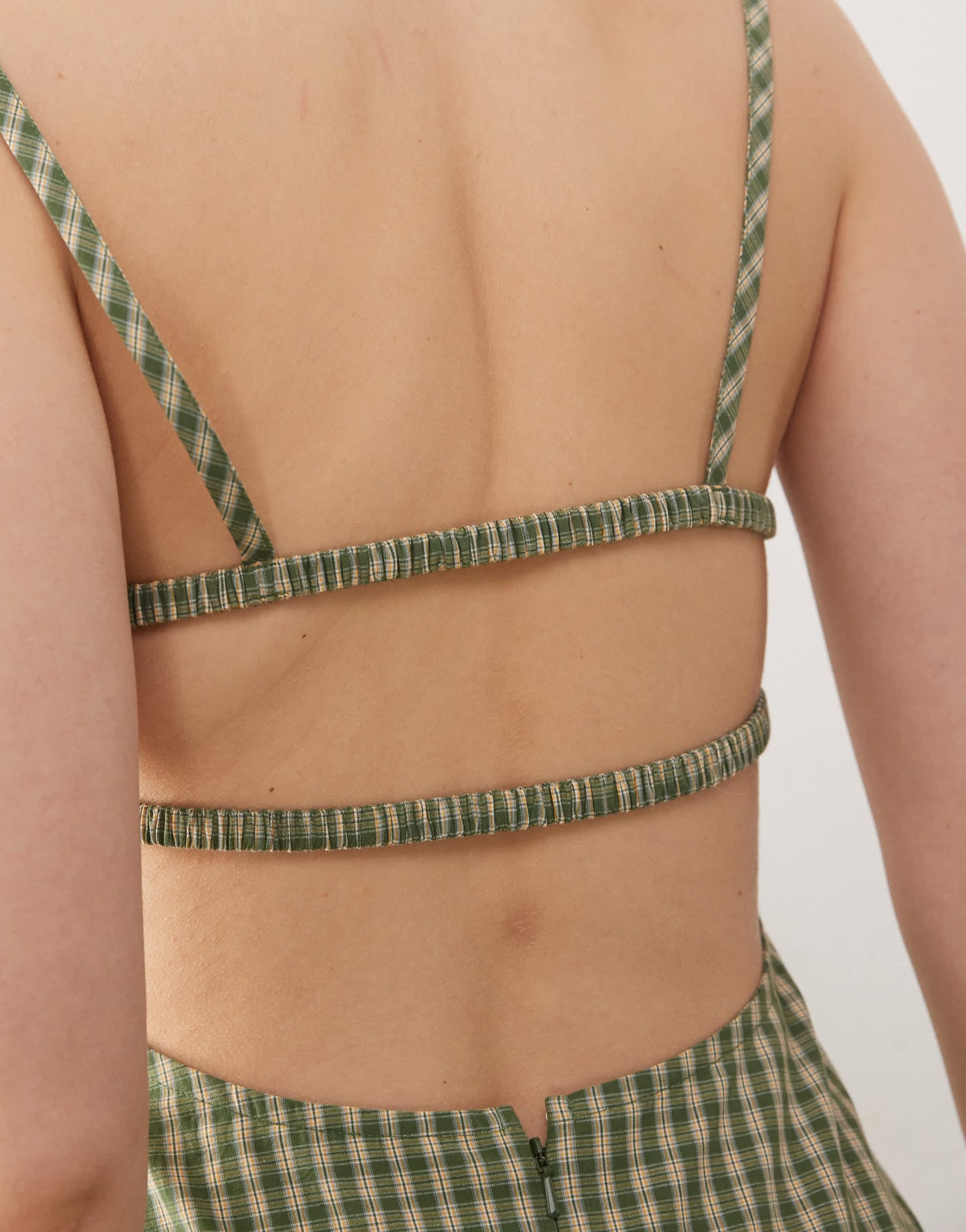 COLLUSION scoop neck drop waist maxi dress in green check