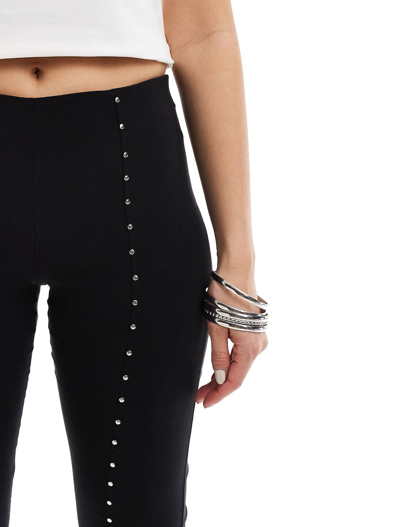 Bershka bengaline flared trousers in black