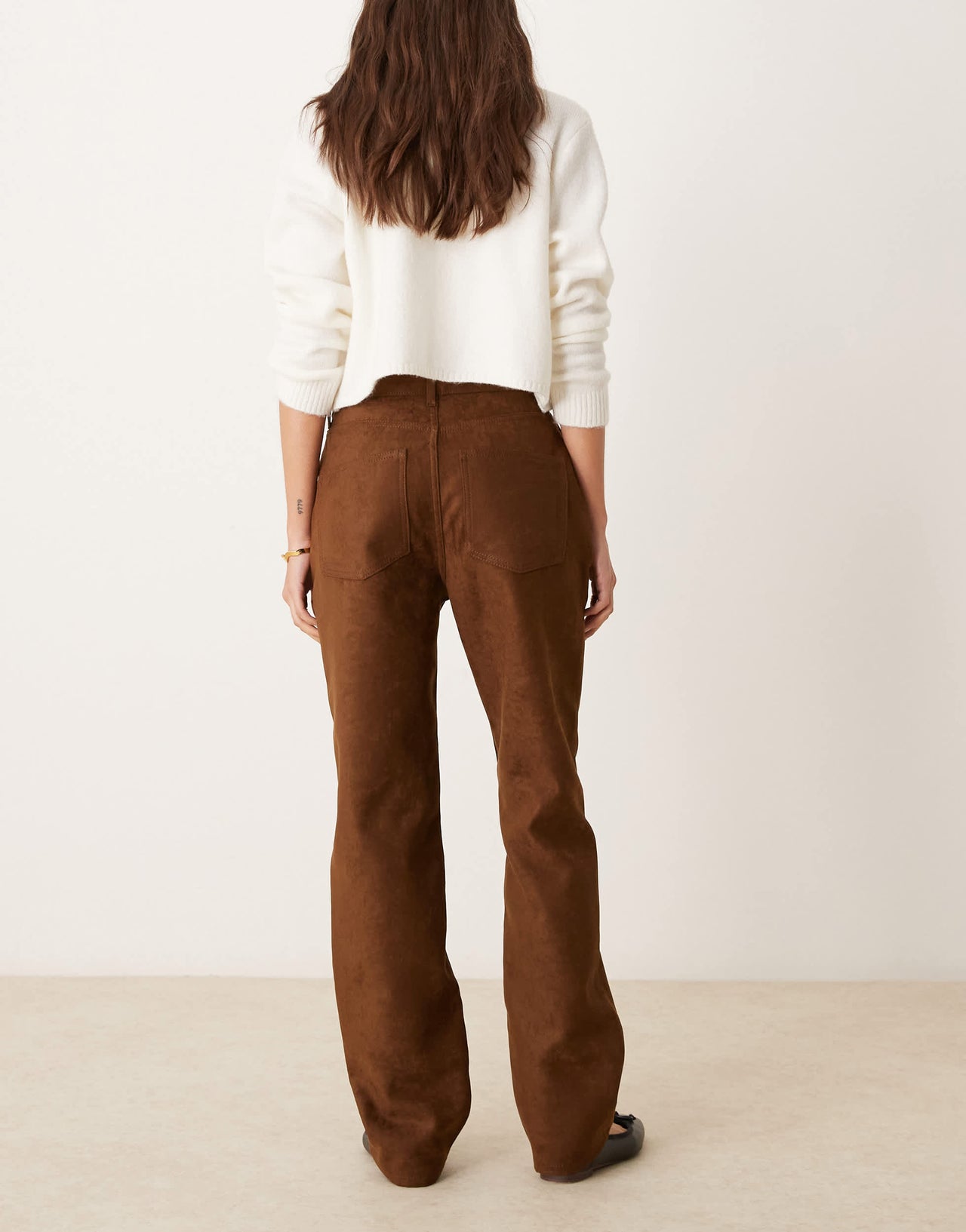 ASOS DESIGN faux suede 90s straight jean in tan