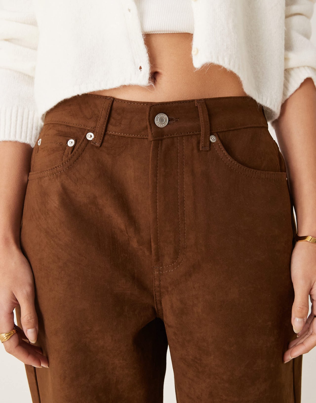 ASOS DESIGN faux suede 90s straight jean in tan