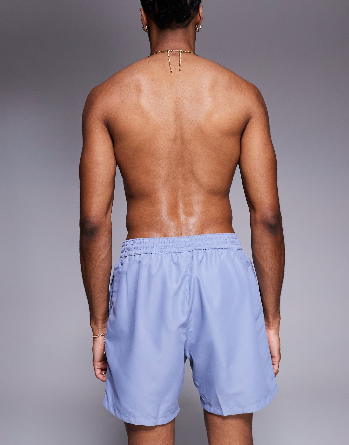 ASOS DESIGN swim shorts in mid length in mid blue