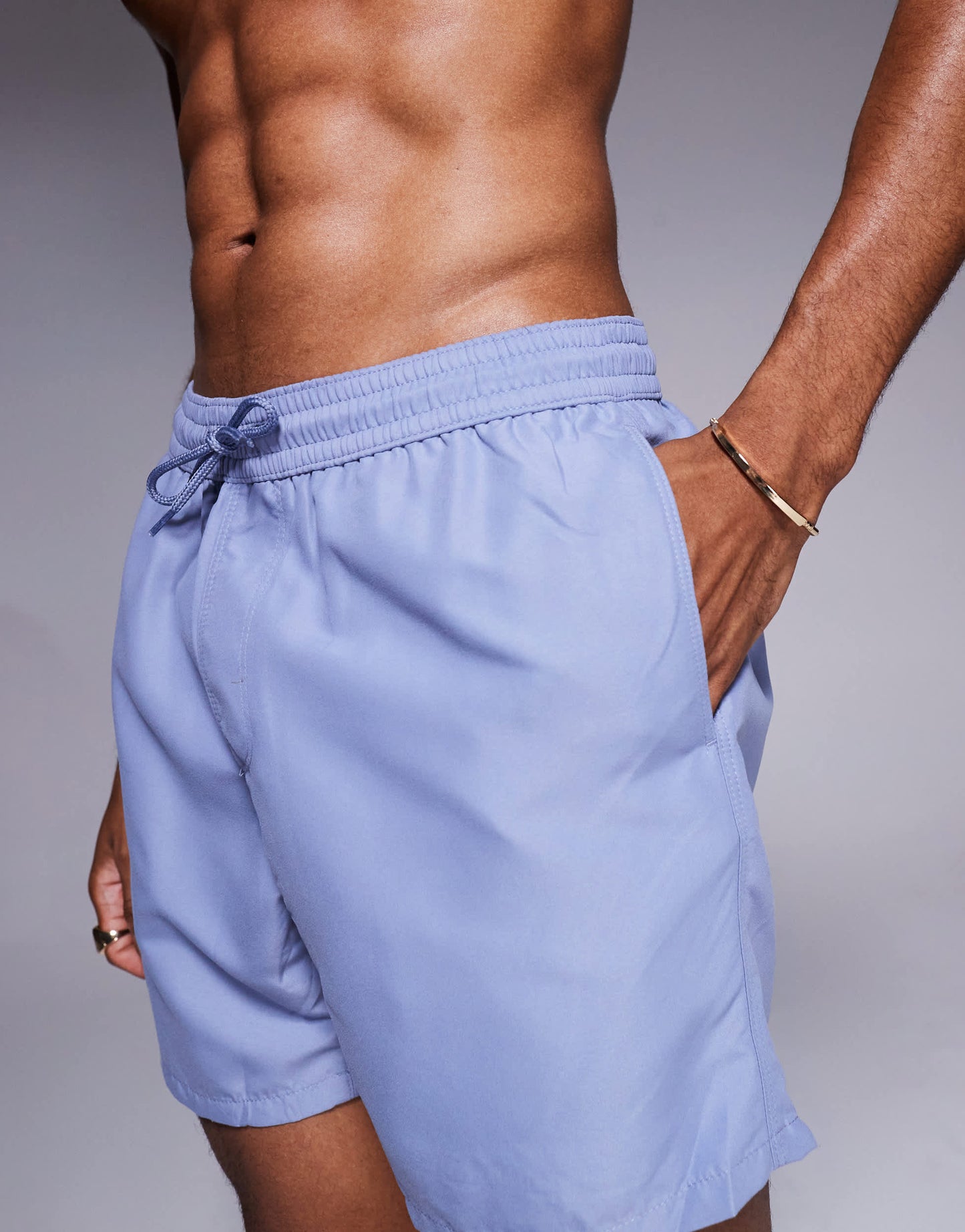 ASOS DESIGN swim shorts in mid length in mid blue