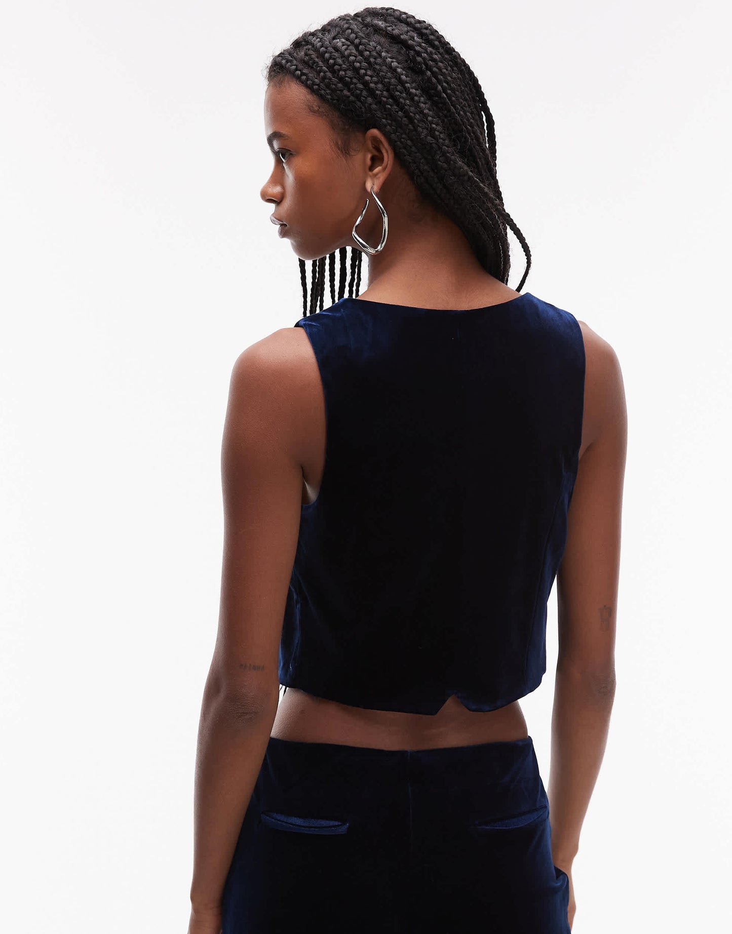 Mango velvet waistcoat co-ord in navy